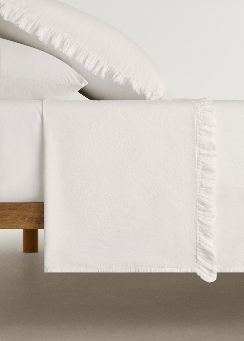 Percale cotton flat sheet with gauze ruffle for 180/160 cm bed