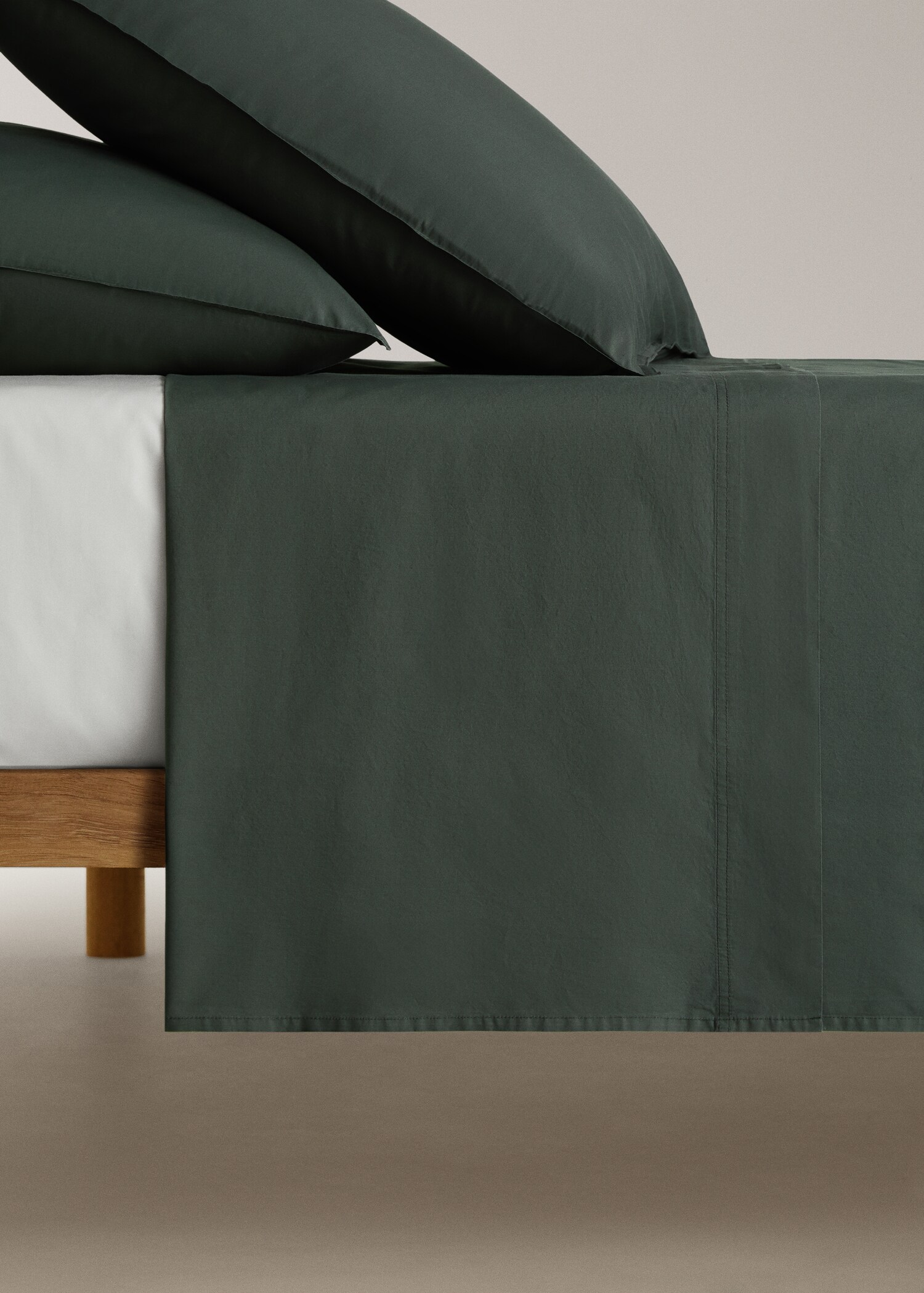 Cotton poplin double-stitched top sheet for 150/160 cm bed - Article without model