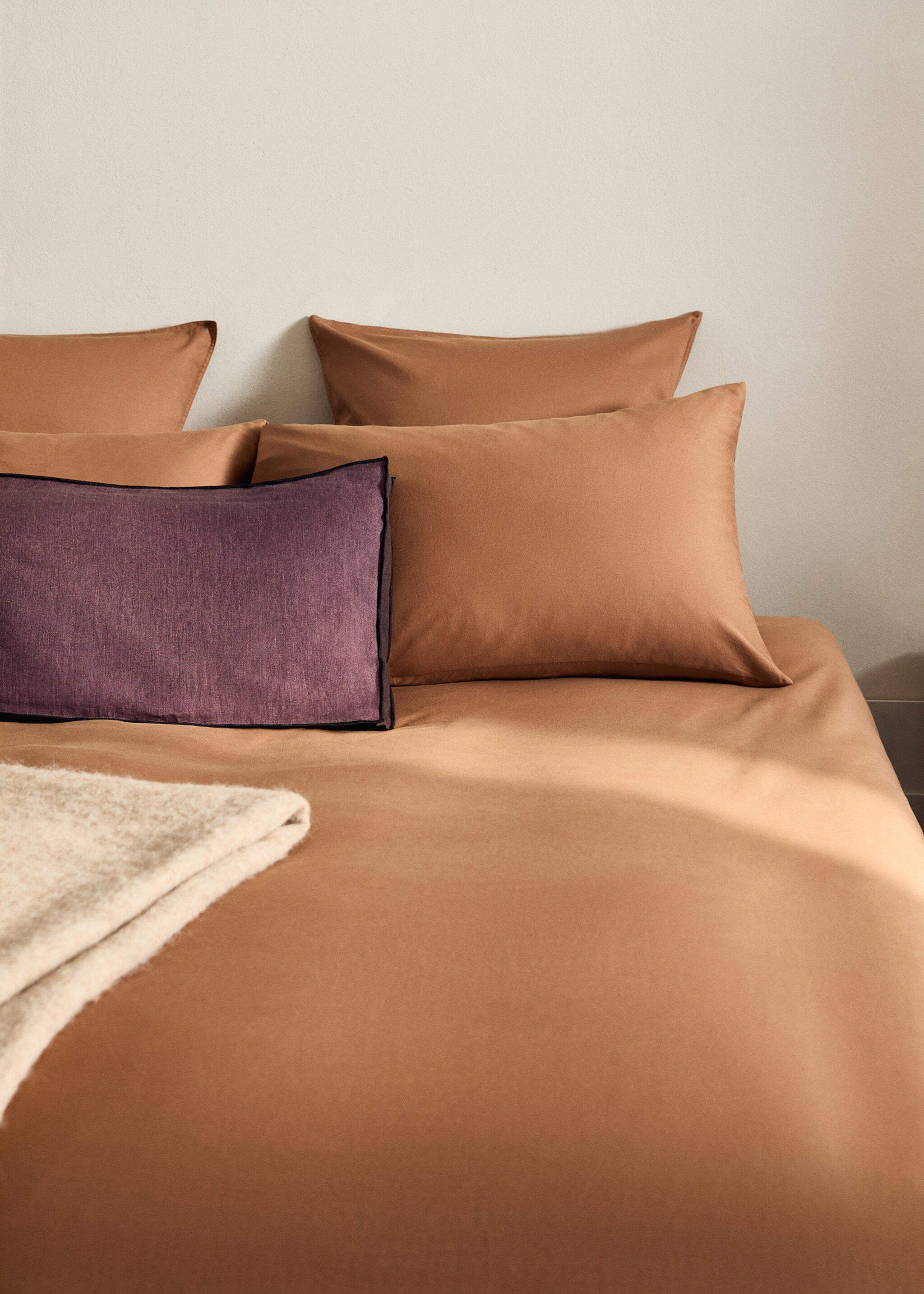 Washed cotton satin double-stitched top sheet for 150/160 cm bed - Details of the article 7