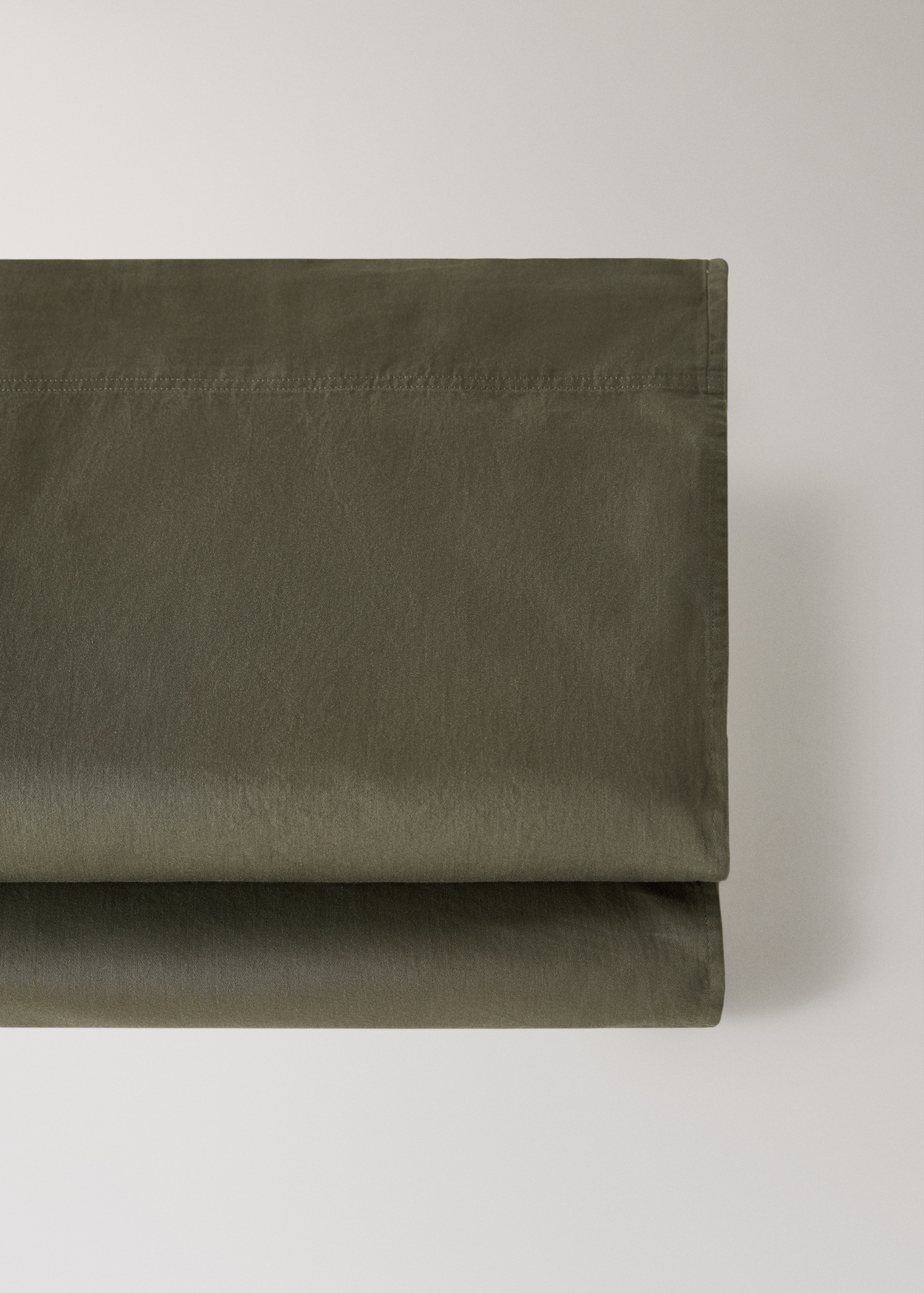 Washed cotton satin double-stitched top sheet for 150/160 cm bed - Details of the article 2