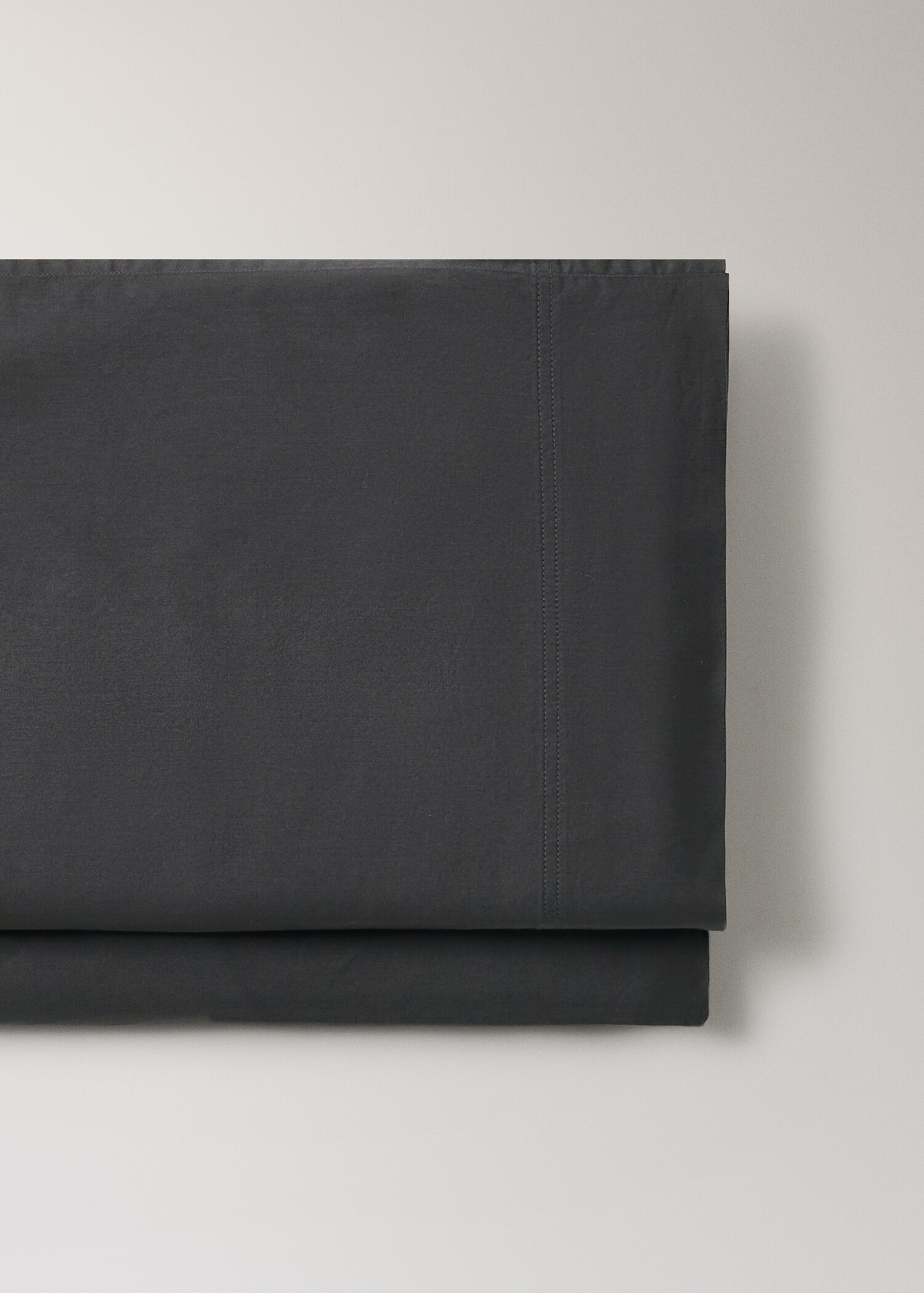 Baumwollsatin-Bettlaken, gewaschen, Doppelsteppstich, Bett 150/160 cm - Detail des Artikels 2