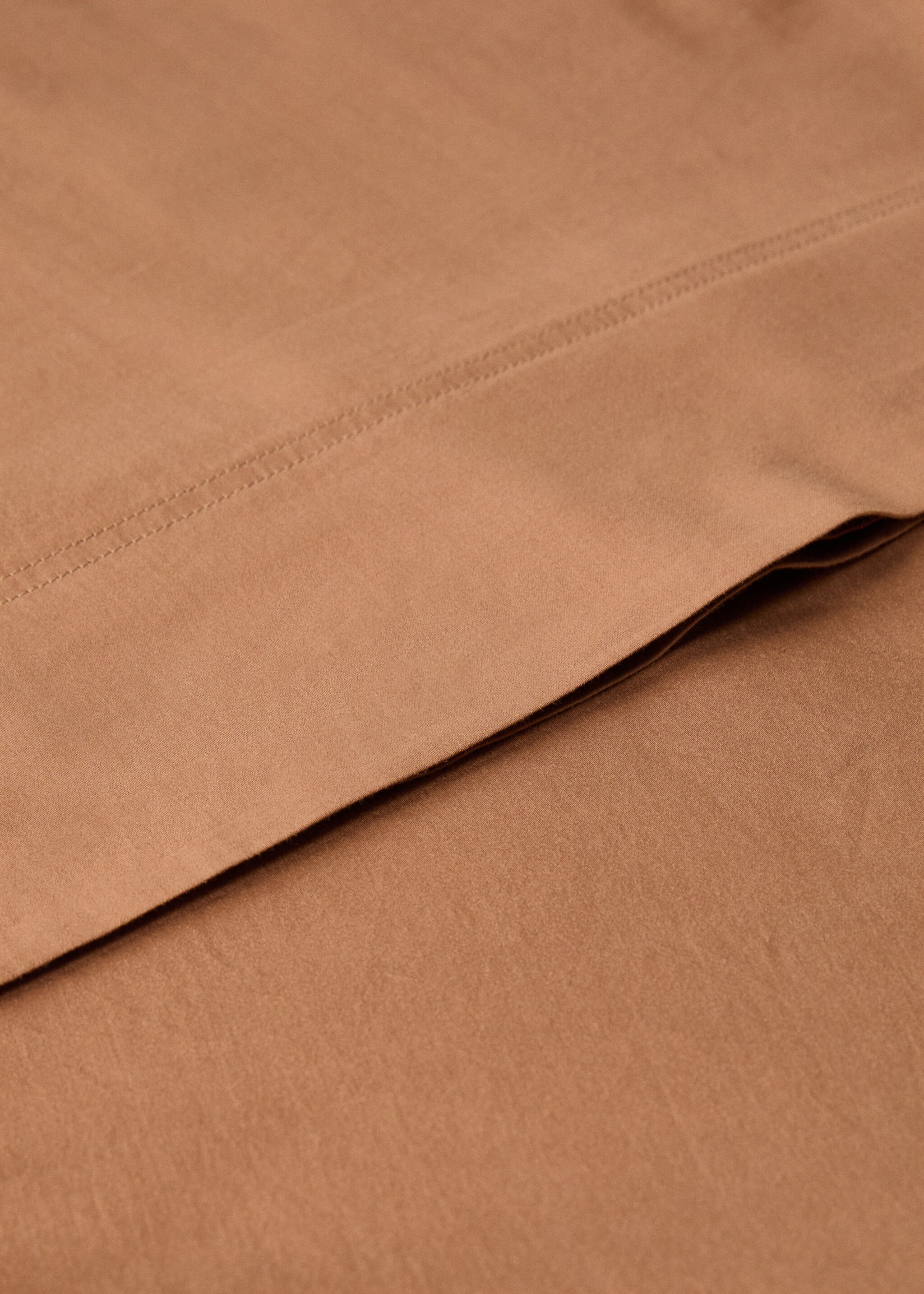 Washed cotton satin double-stitched top sheet for 180/200 cm bed - Details of the article 1, Burnt Orange. Ref: 17031540-00.