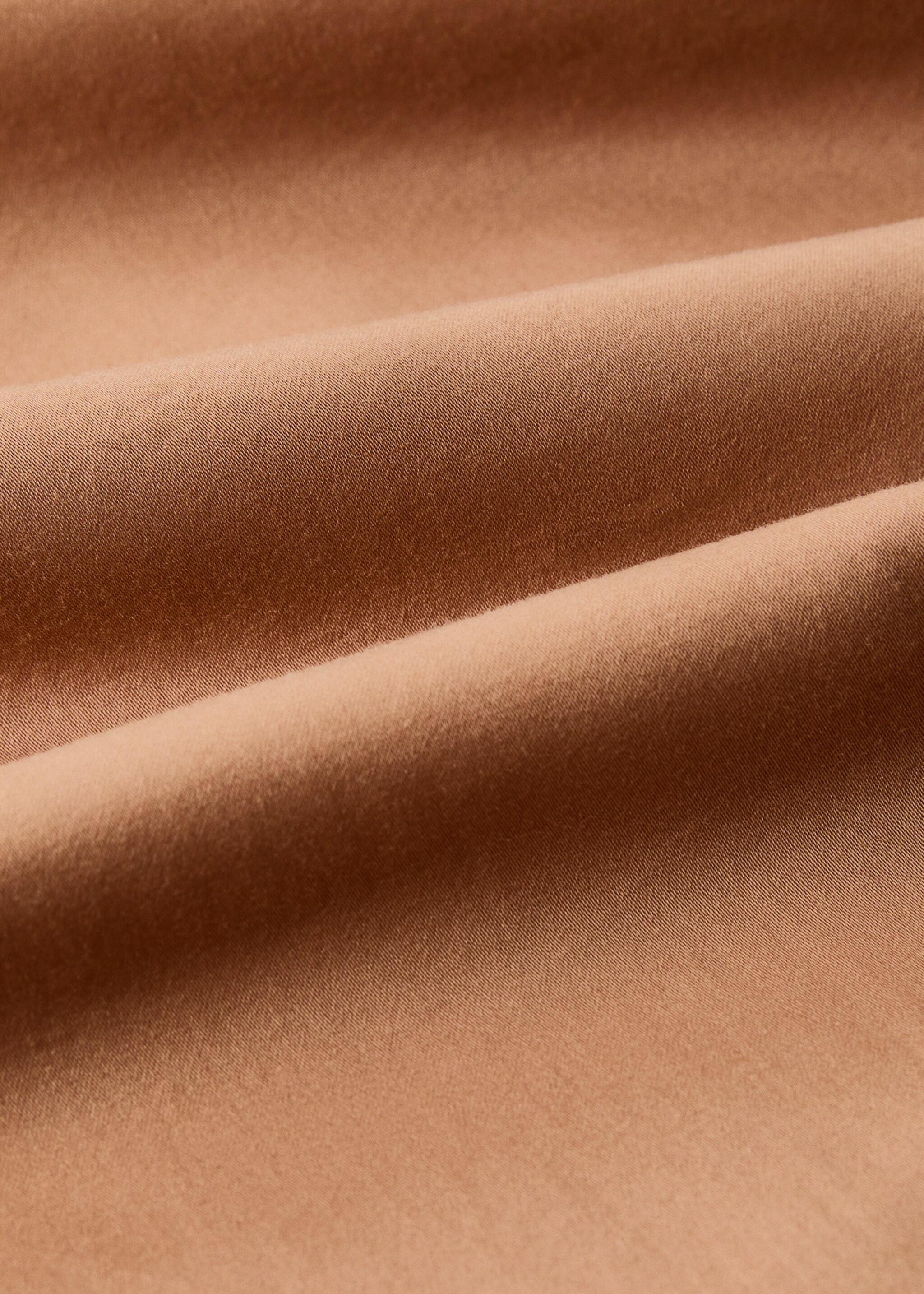 Washed cotton satin double-stitched top sheet for 180/200 cm bed - Details of the article 3, Burnt Orange. Ref: 17031540-00.