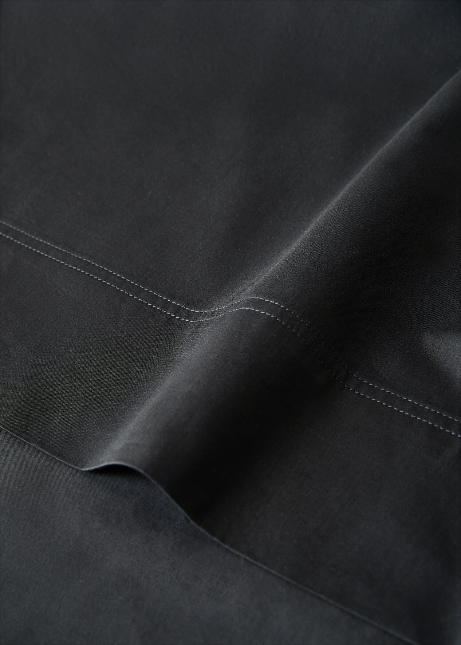 Washed cotton satin double-stitched top sheet for 180/200 cm bed - Details of the article 1