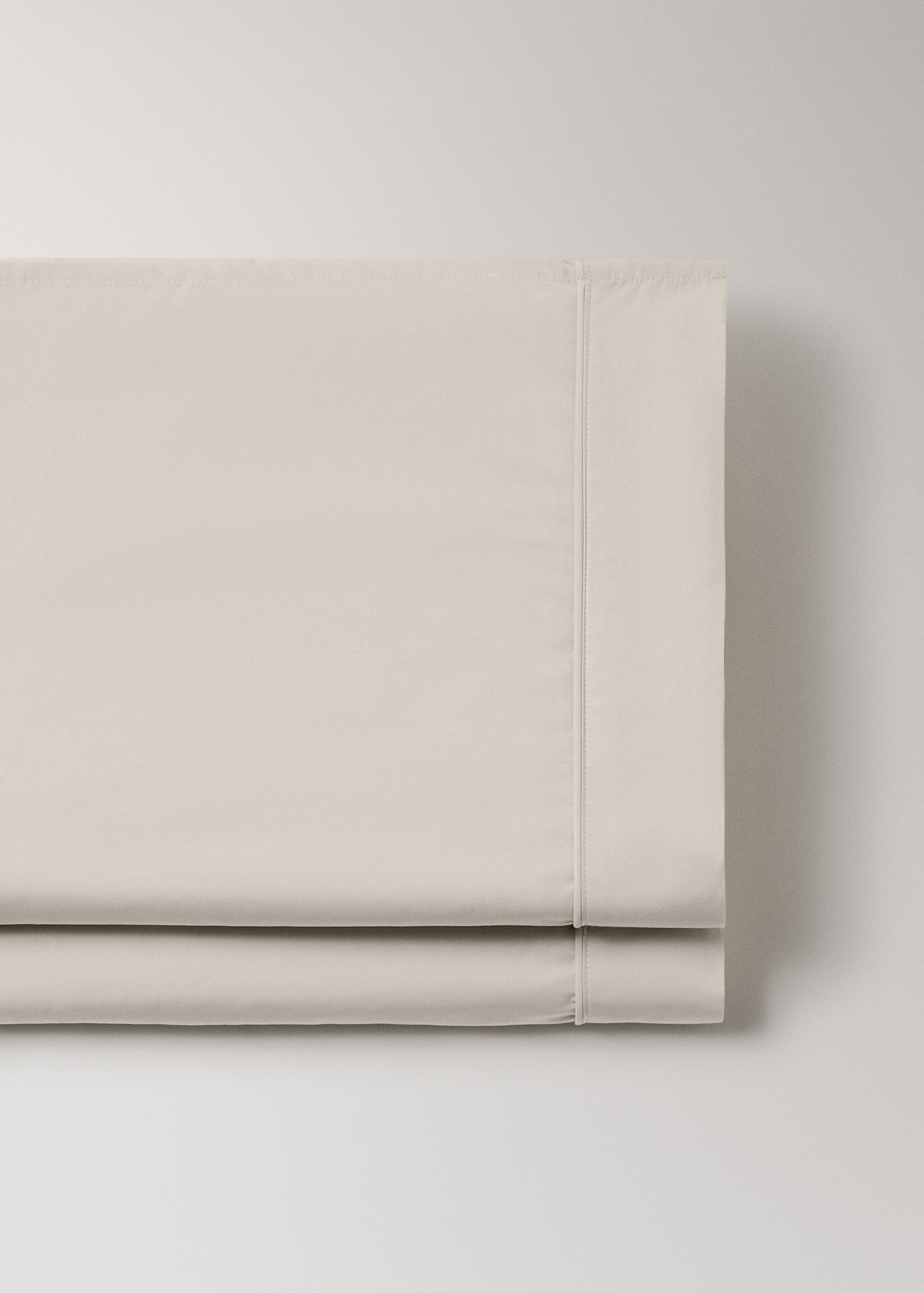 500-thread count cotton percale duvet cover with rounded piping detail for 135/140cm bed - Details of the article 2, Beige. Ref: 17031542-00.