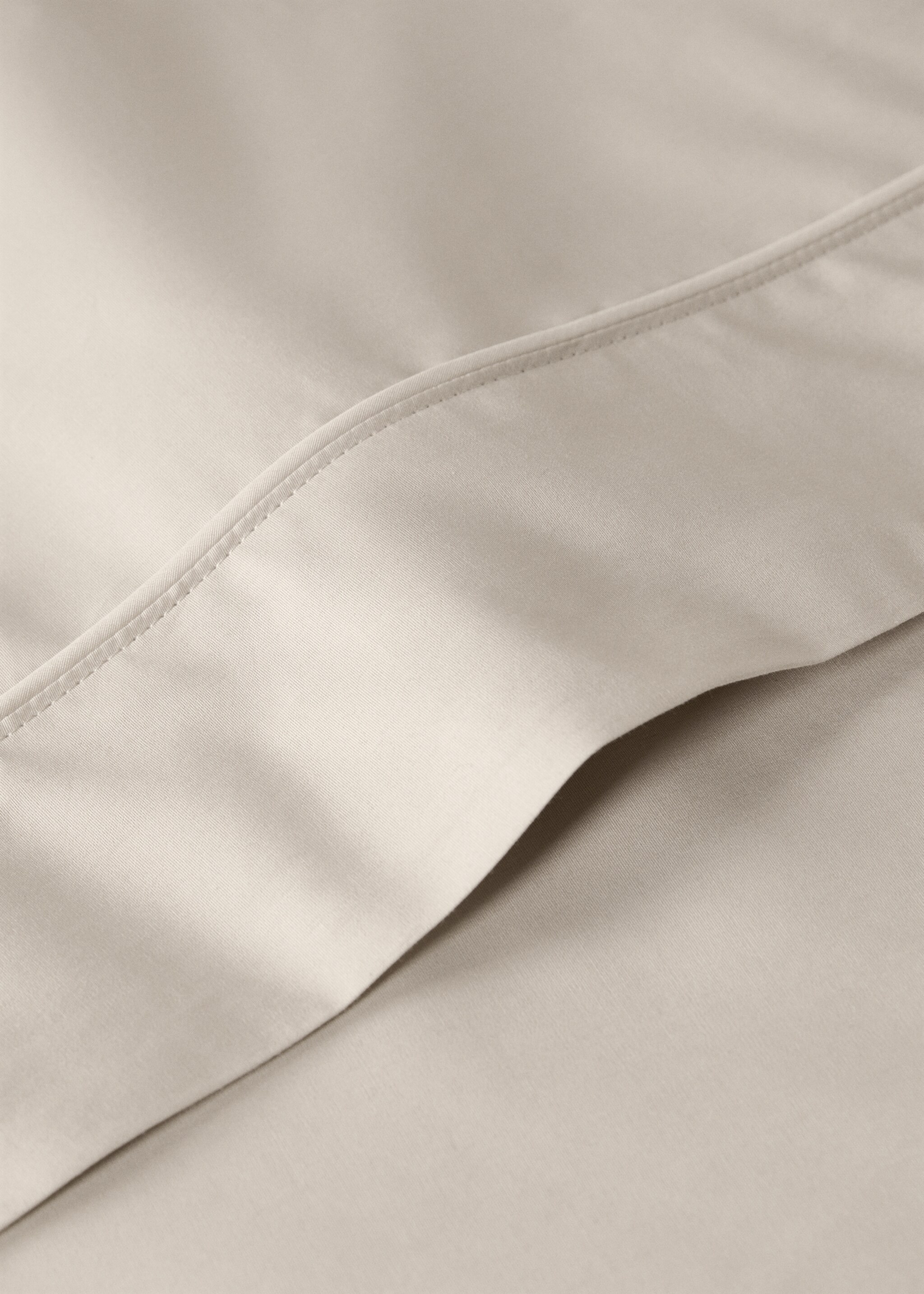 Drap plat percale de coton 500 fils détail passepoilé arrondi lit 180/200 cm - Détail de l'article 1