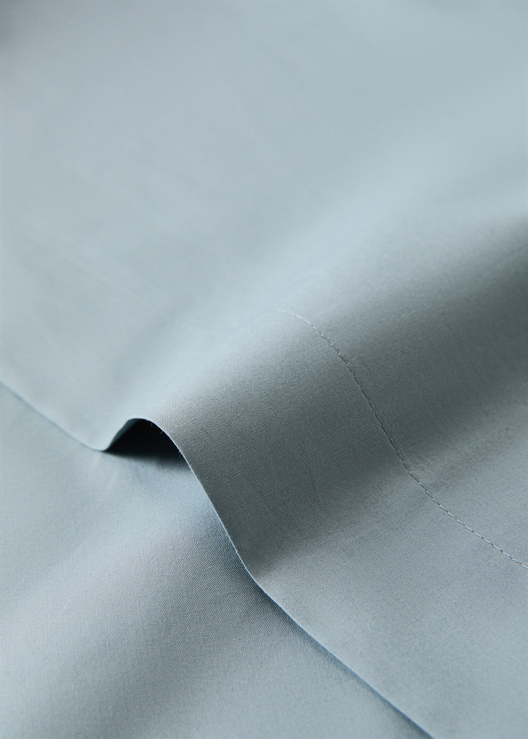 Percale cotton flat sheet King bed - Details of the article 1, Blue. Ref: 17031555-00.