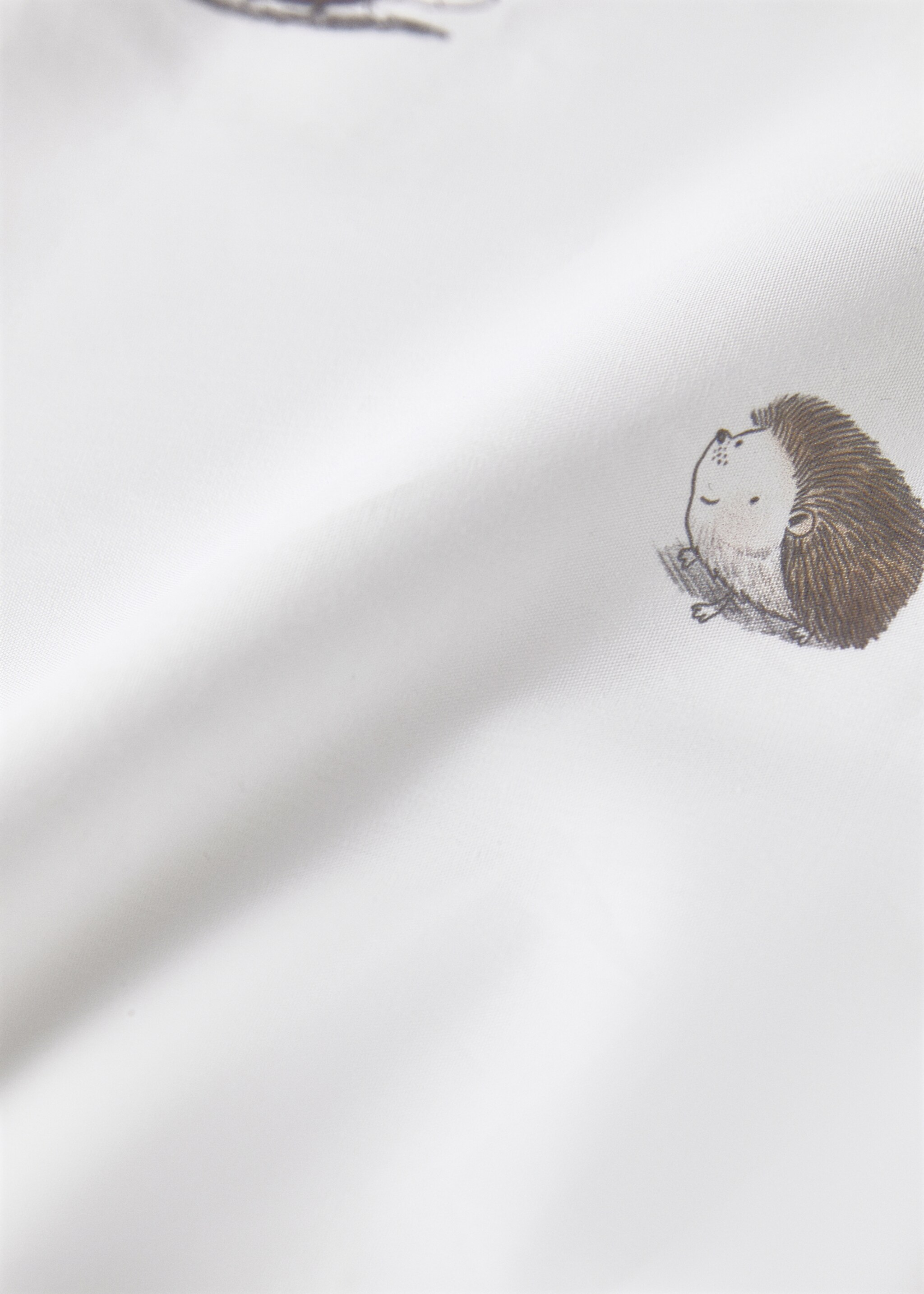 Children's fitted sheet in cotton percale with hedgehog print, bed size 135/140 cm - Details of the article 2, White. Ref: 17031566-00.