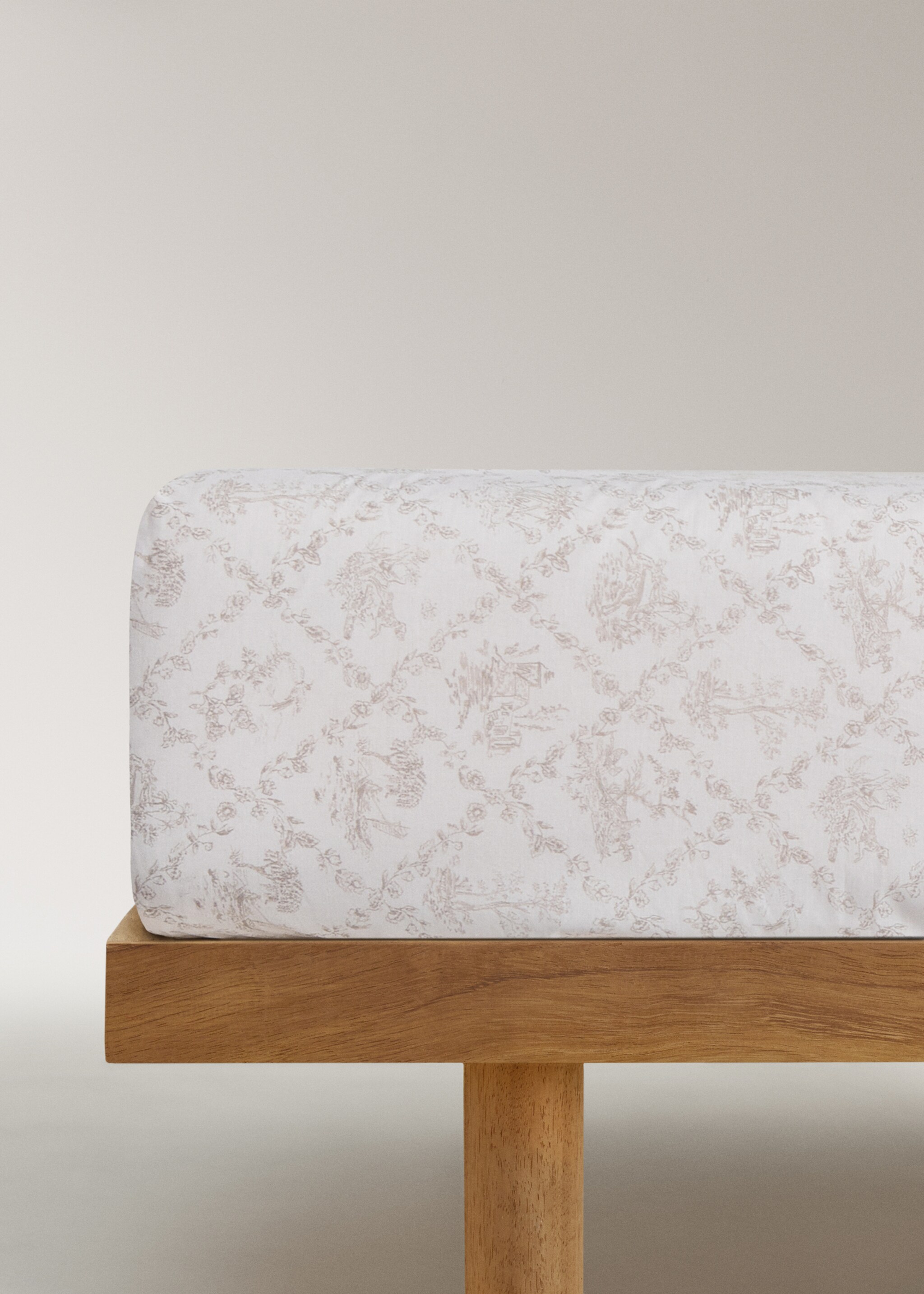 Dětské napínací prostěradlo z bavlněného perkálu toile jouy, na postel 90 cm - Zboží bez modelu, Středně hnědá. Ref: 17031567-00.