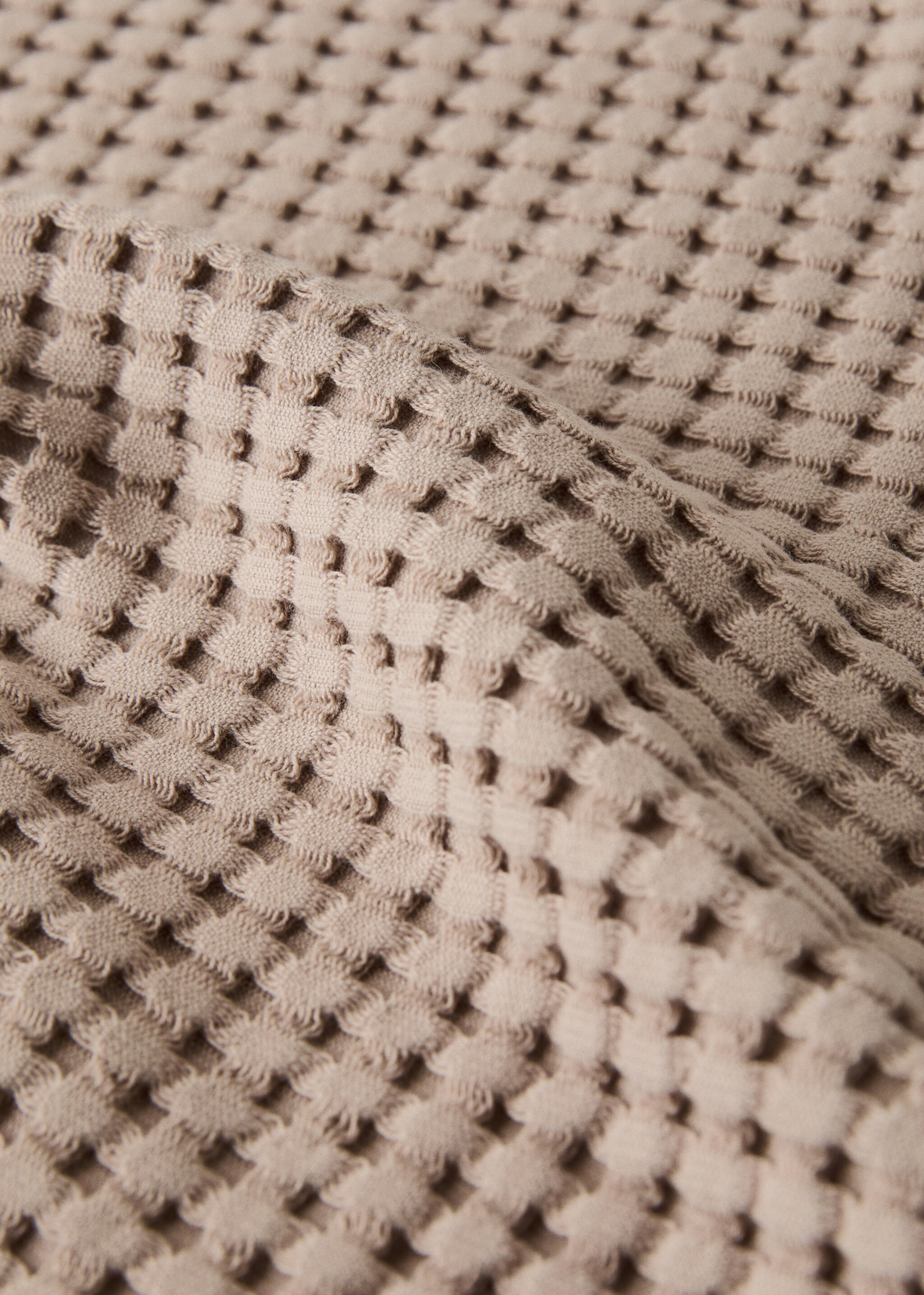 Tovallola bany cotó waffle - Detall de l'article 2, Marró mitjà. Ref: 17031587-00.