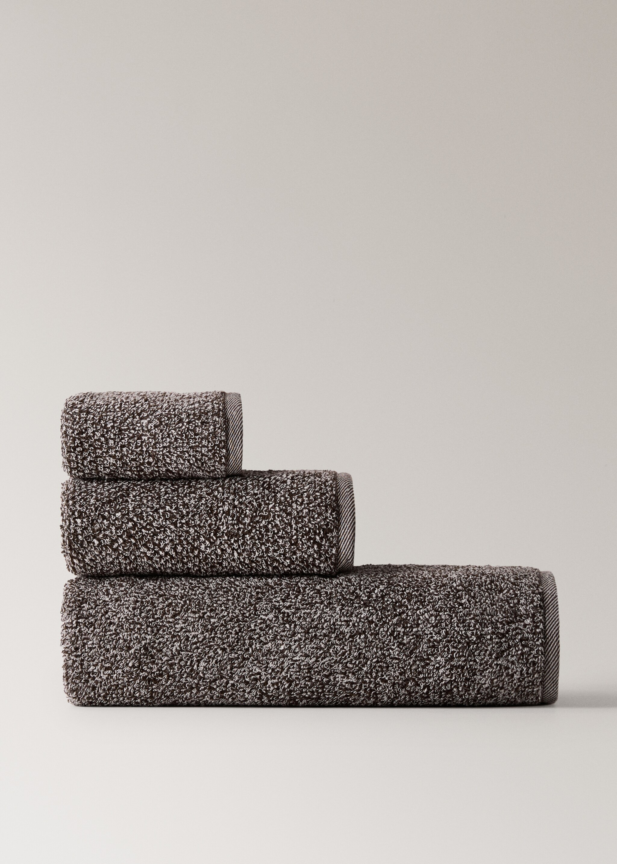 Two-tone melange cotton hand towel - Товар без моделі, Шоколад. Ref: 17031593-00.