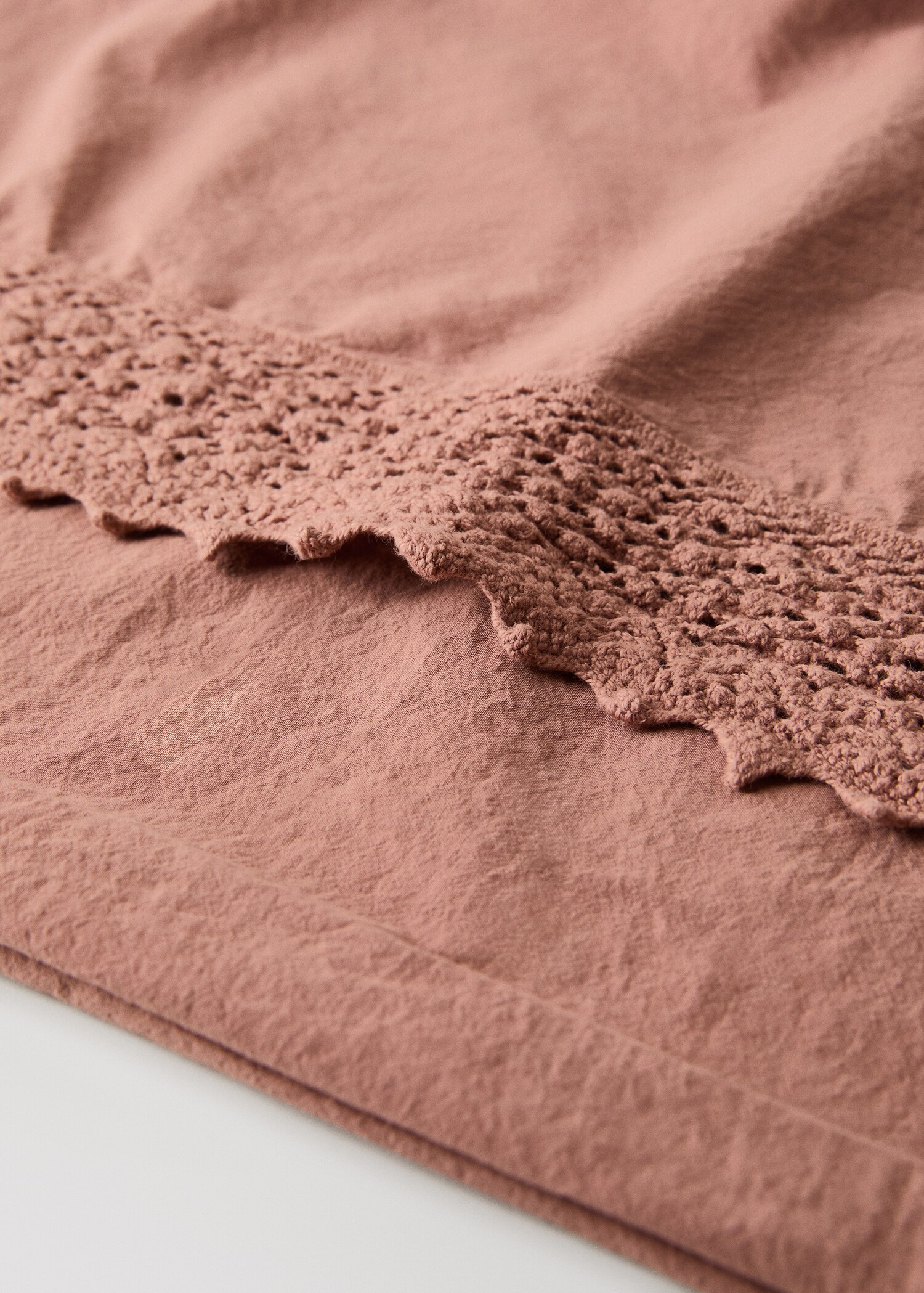 Llençol de sobre cotó rentat puntilla llit 90 cm - Detall de l'article 1