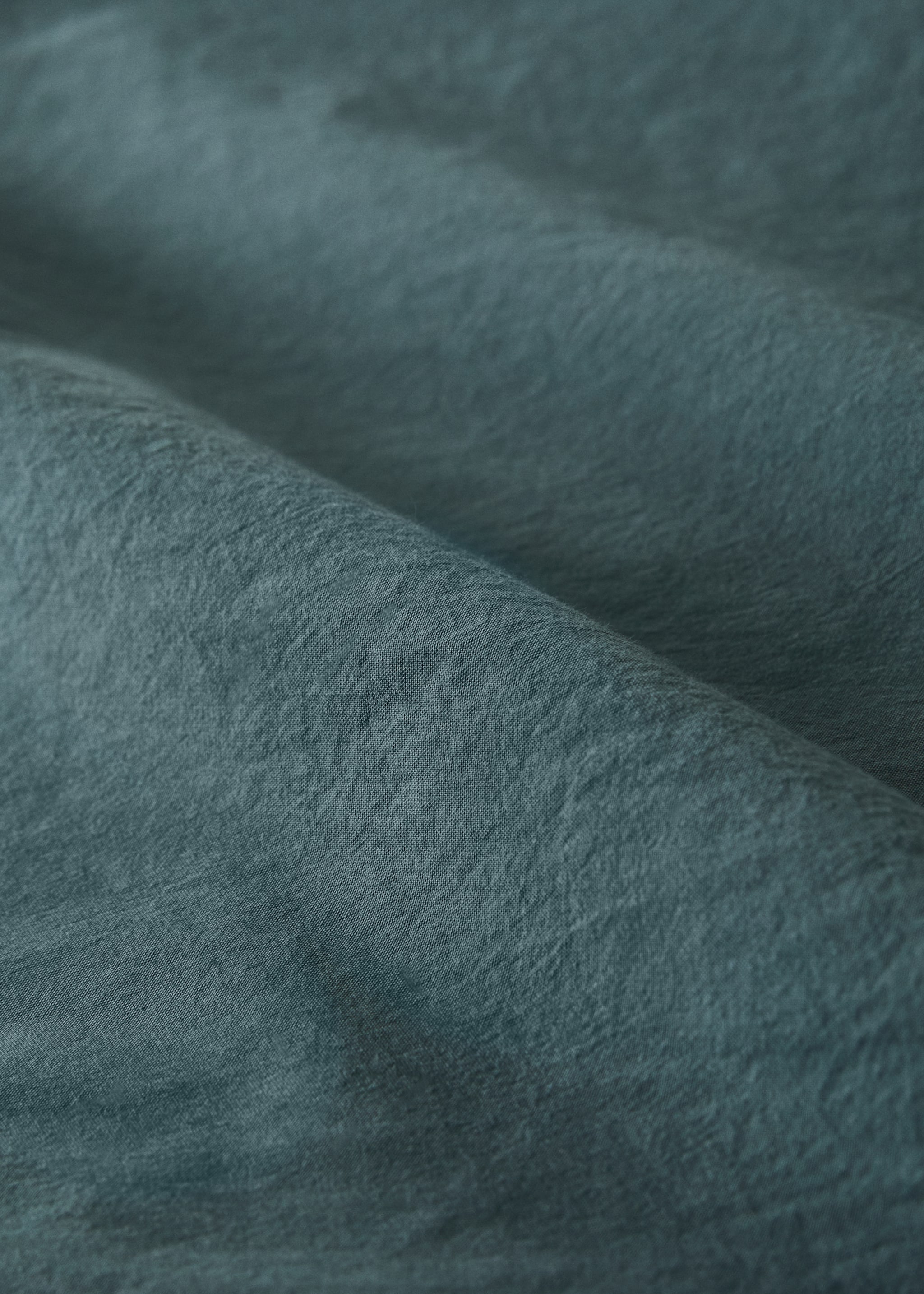 Drap plat percale de coton lavé dentelle lit 180/200 cm - Détail de l'article 3, Bleu encre. Ref: 17031598-00.
