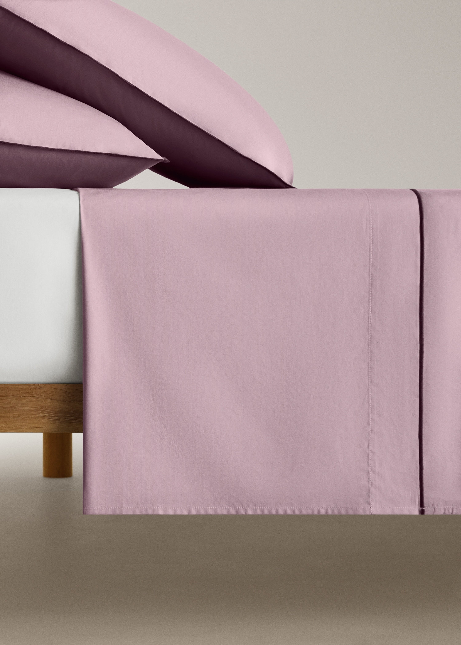 Baumwollperkal-Bettlaken 200 Fäden Overlock-Kontrast Bett 200 cm - Artikel ohne Model