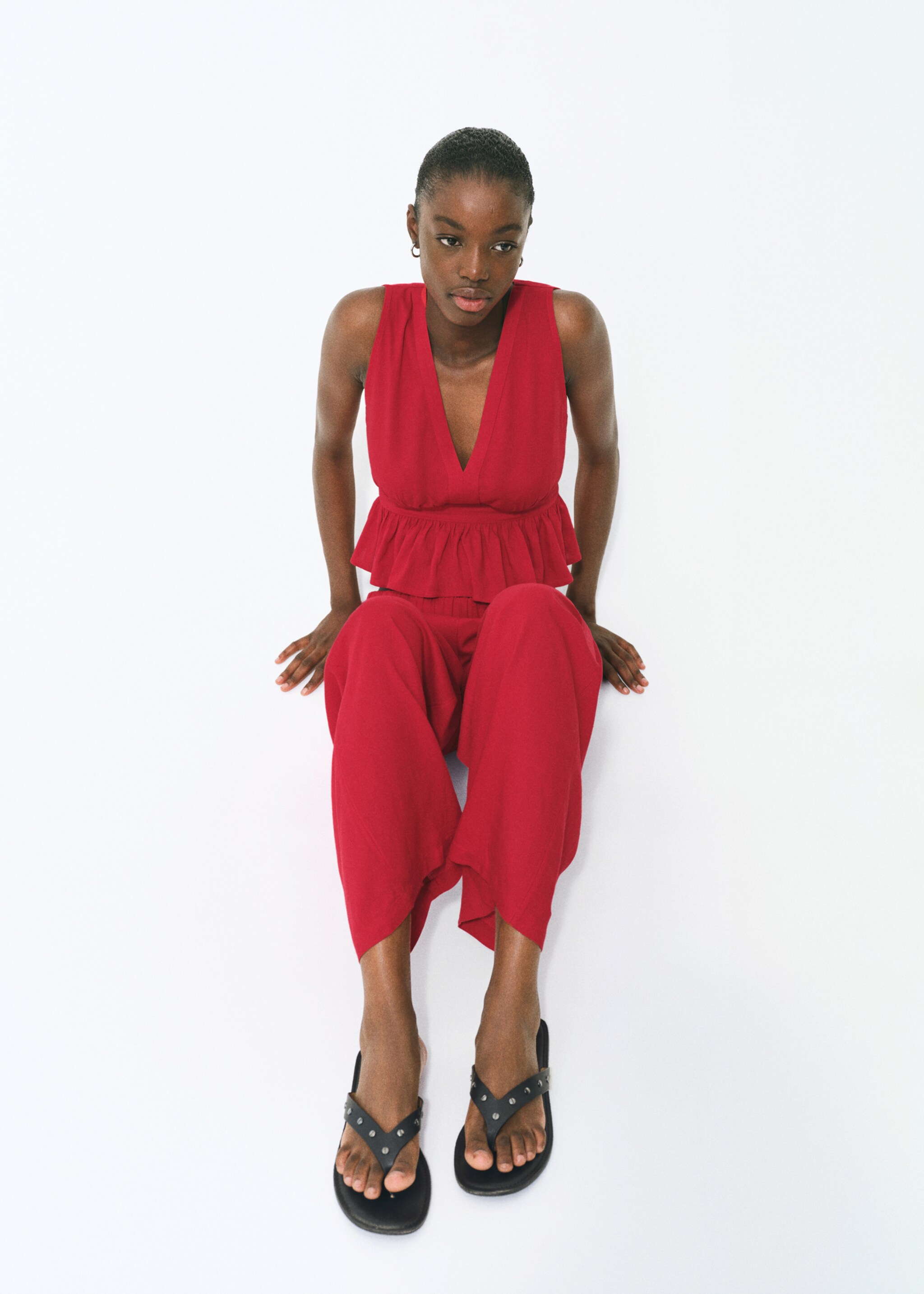 Linen trousers with elastic waistband - Details of the article 5