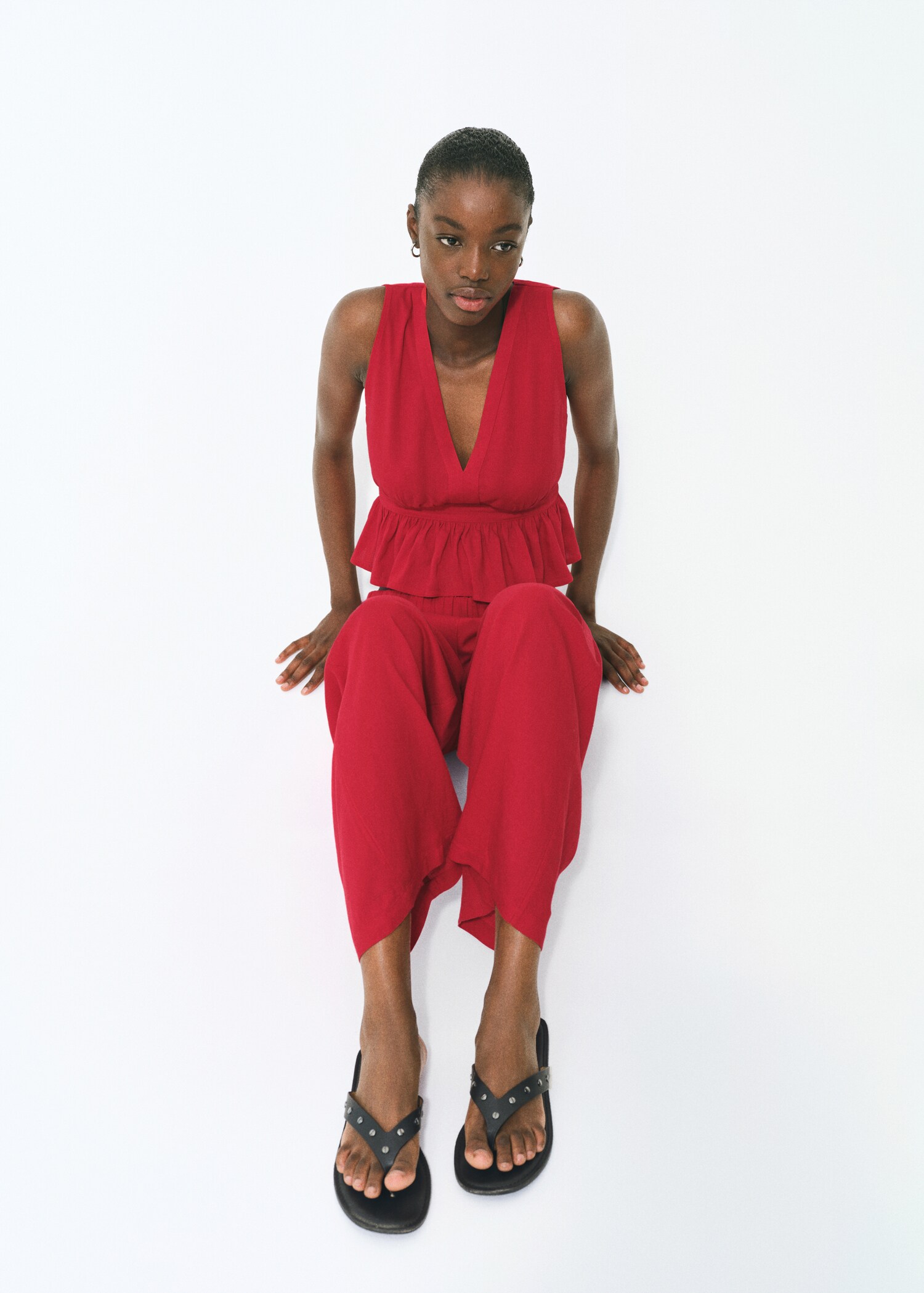 Linen trousers with elastic waistband - Details of the article 5