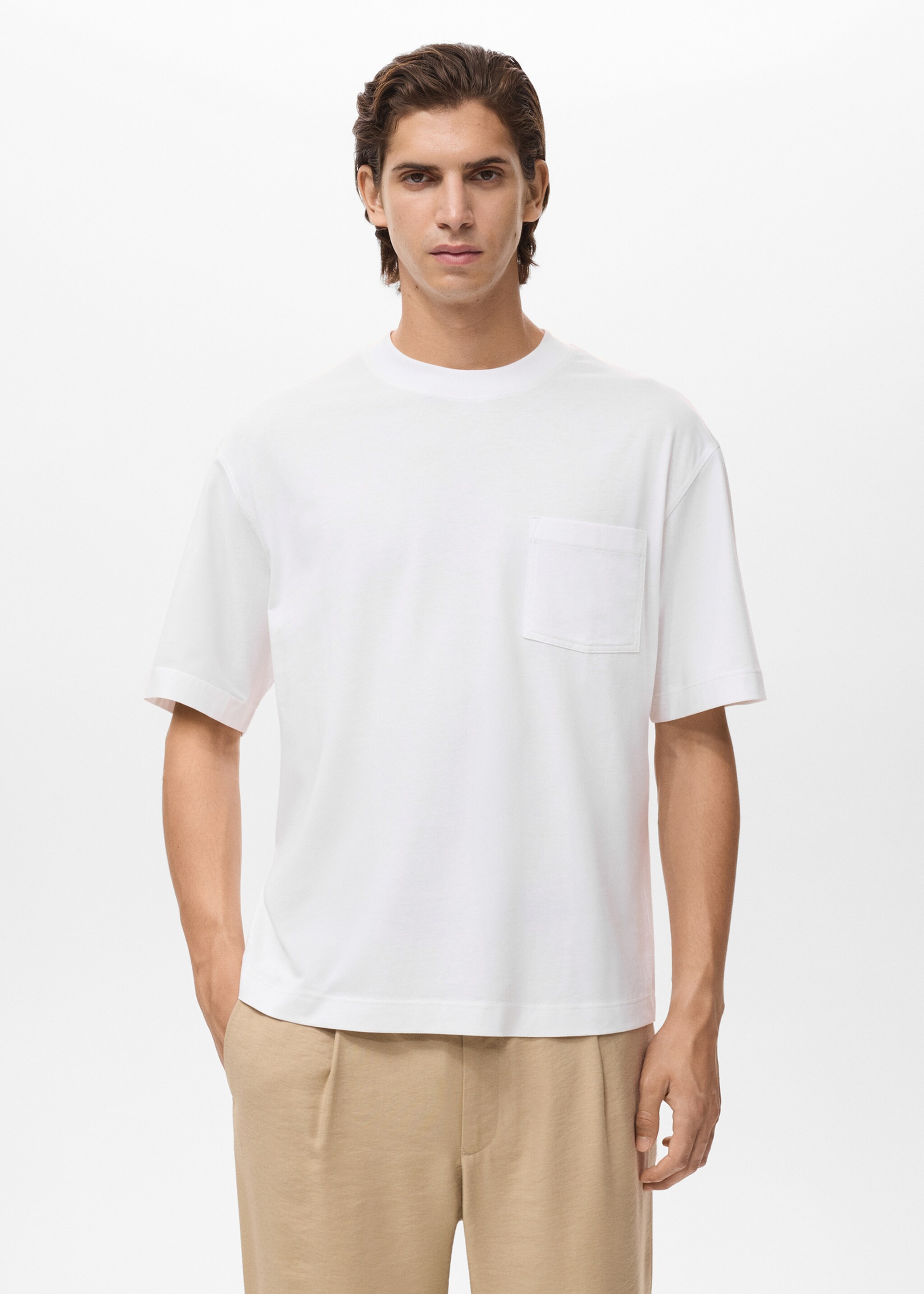 T-shirt 100 % coton boxy-fit avec poche - Plan moyen