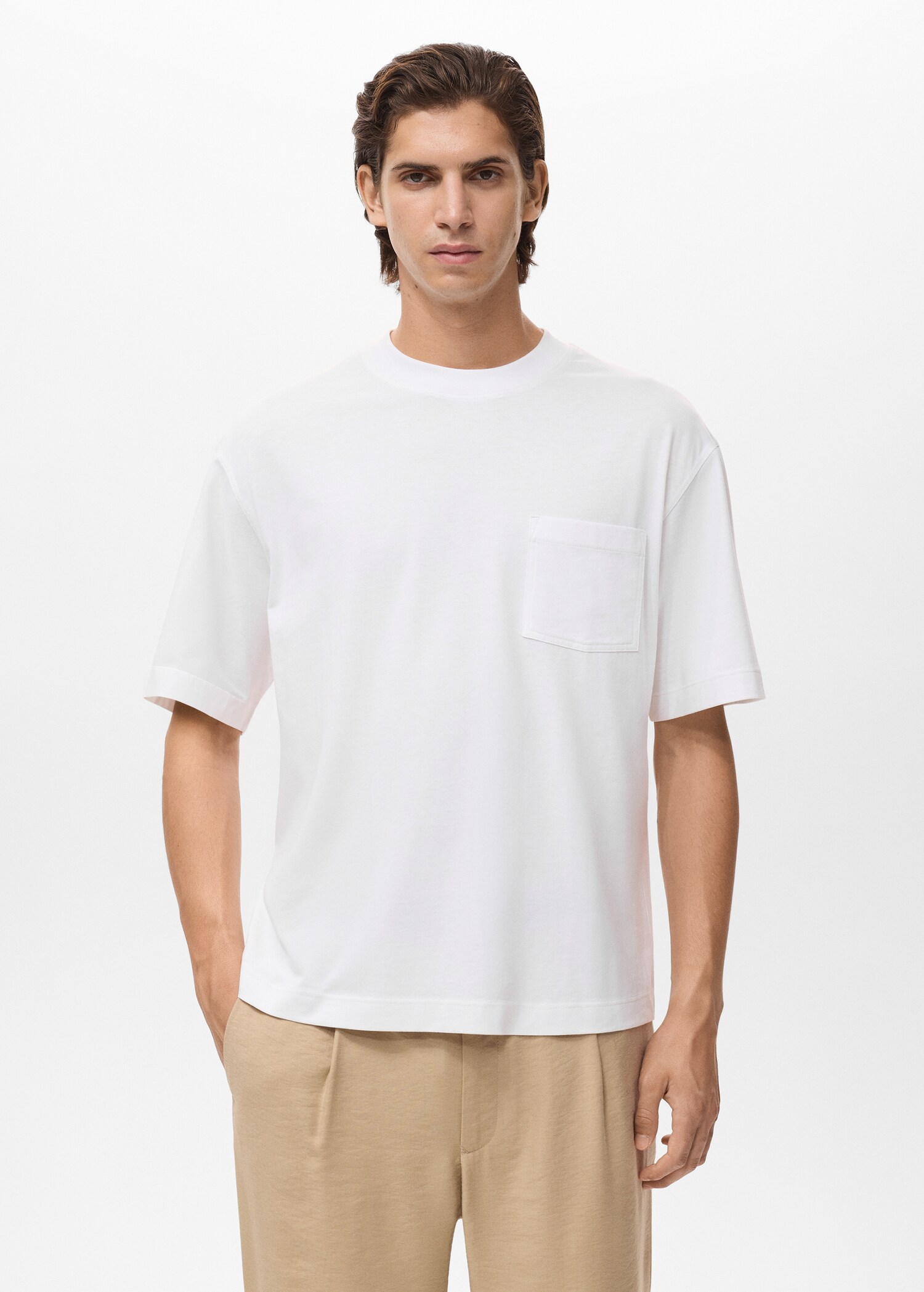 T-shirt 100% cotton boxy fit pocket - Medium plane