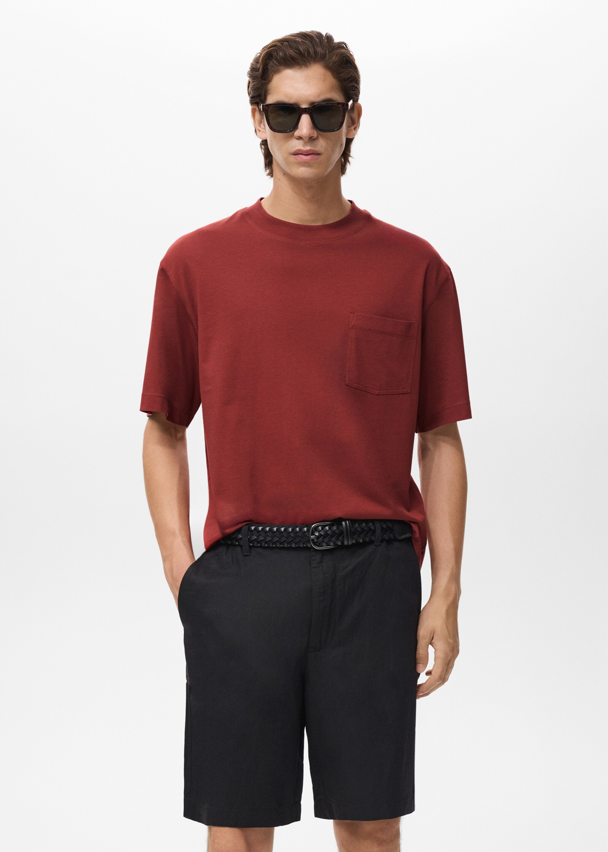 T-shirt 100% cotton boxy fit pocket - Medium plane