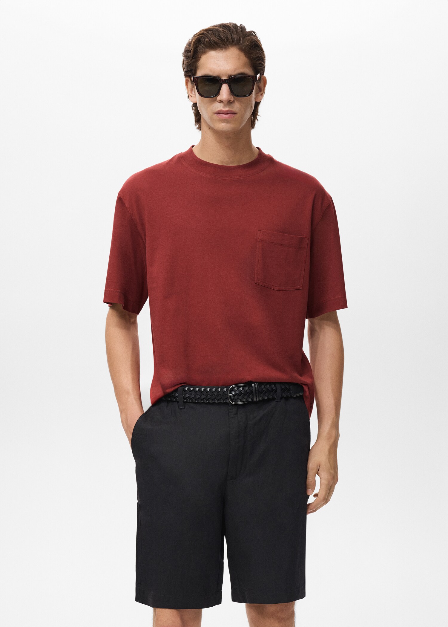 T-shirt 100% cotton boxy fit pocket - Medium plane