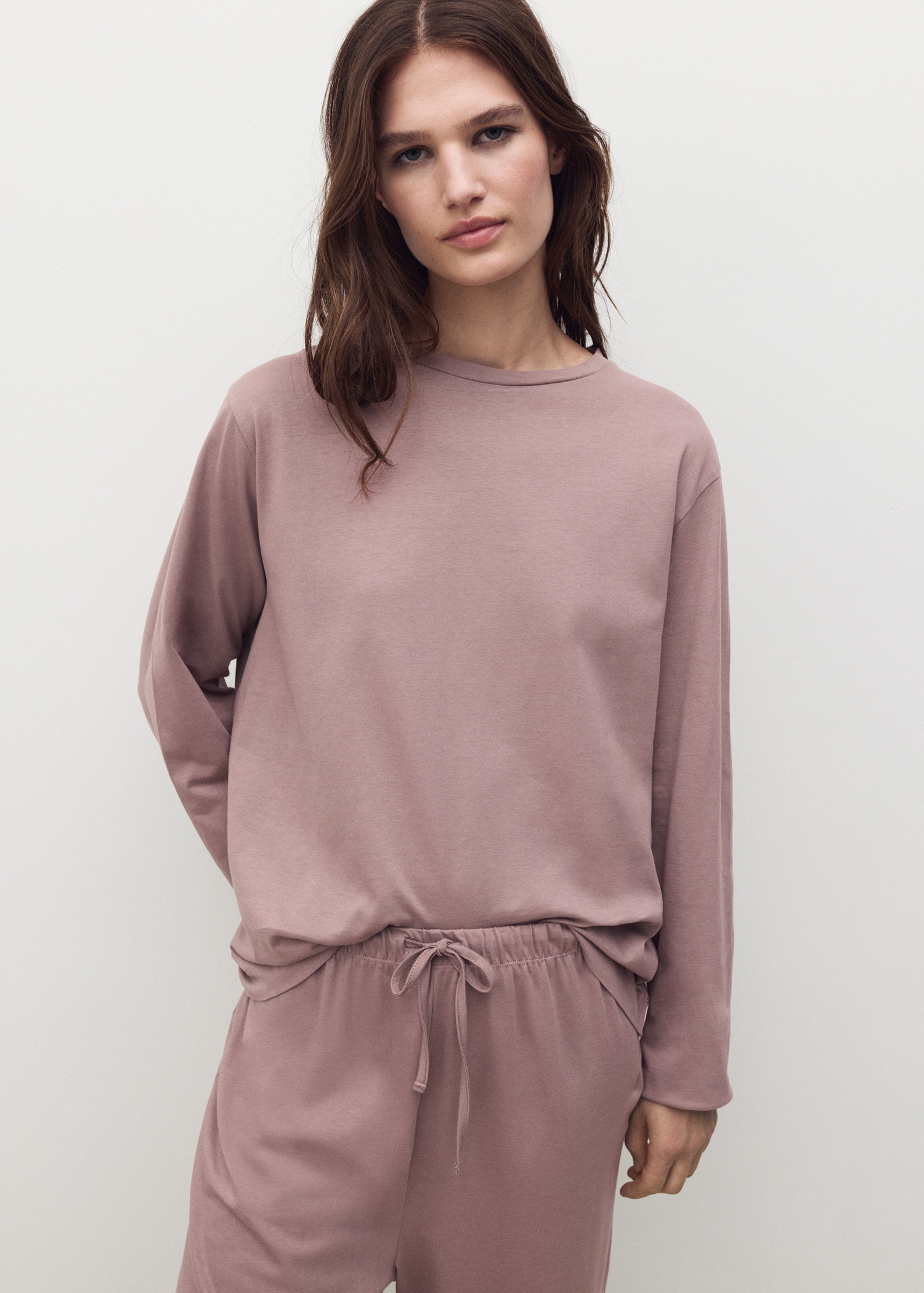 Two-piece plain cotton pajamas - Medium plane