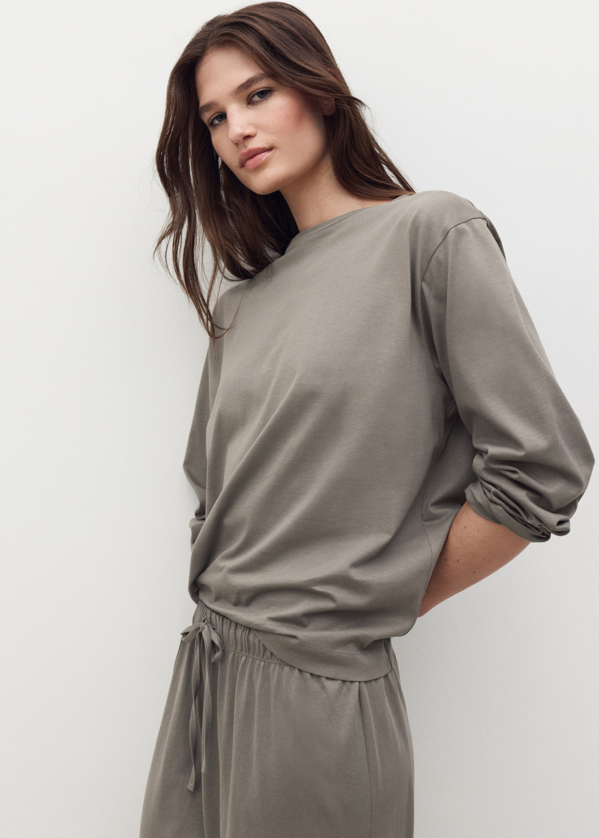 Two-piece plain cotton pajamas - Medium plane