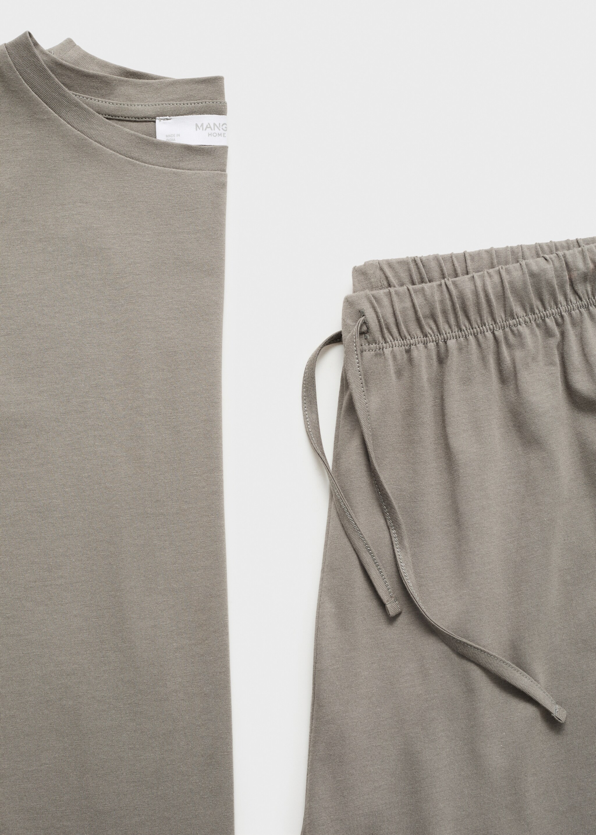 Two-piece plain cotton pajamas - Details of the article 0