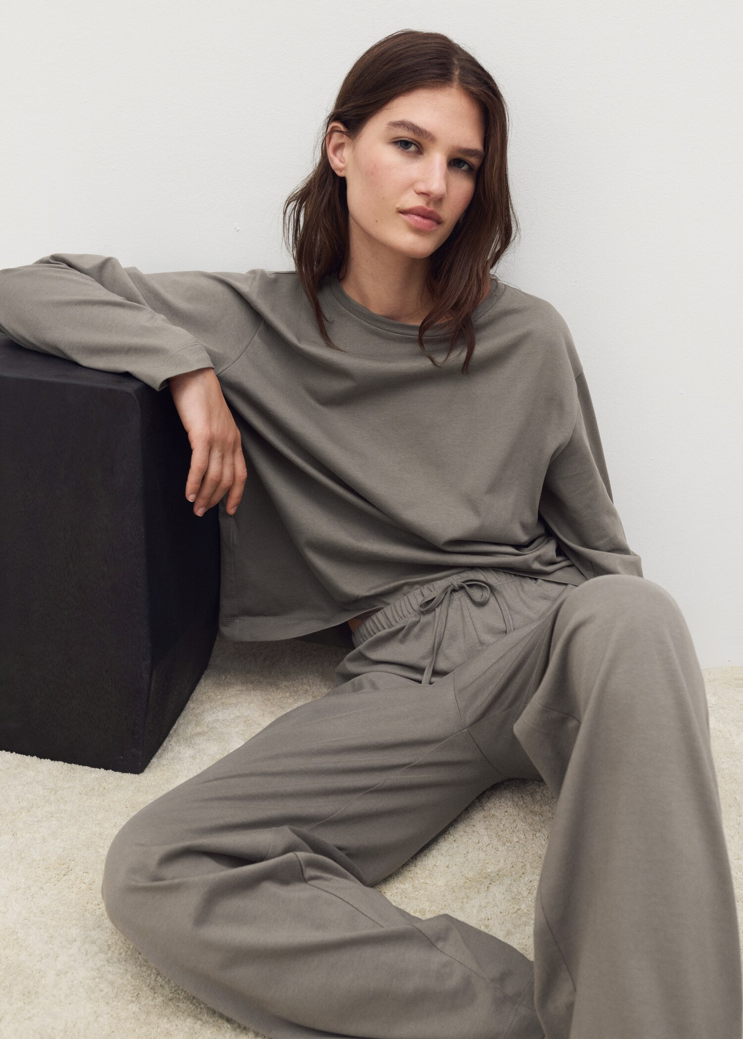 Two-piece plain cotton pajamas - Details of the article 2