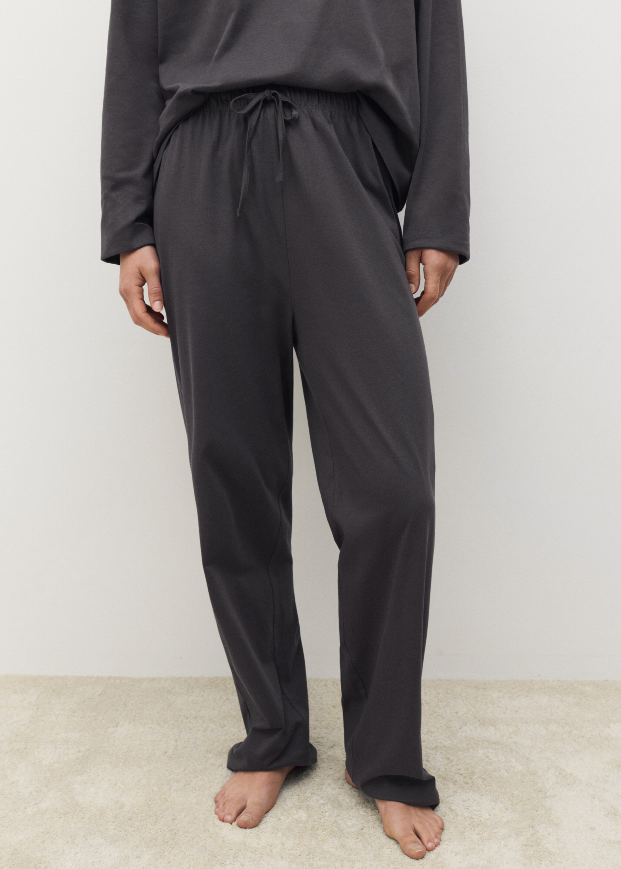 Two-piece plain cotton pajamas - Medium plane