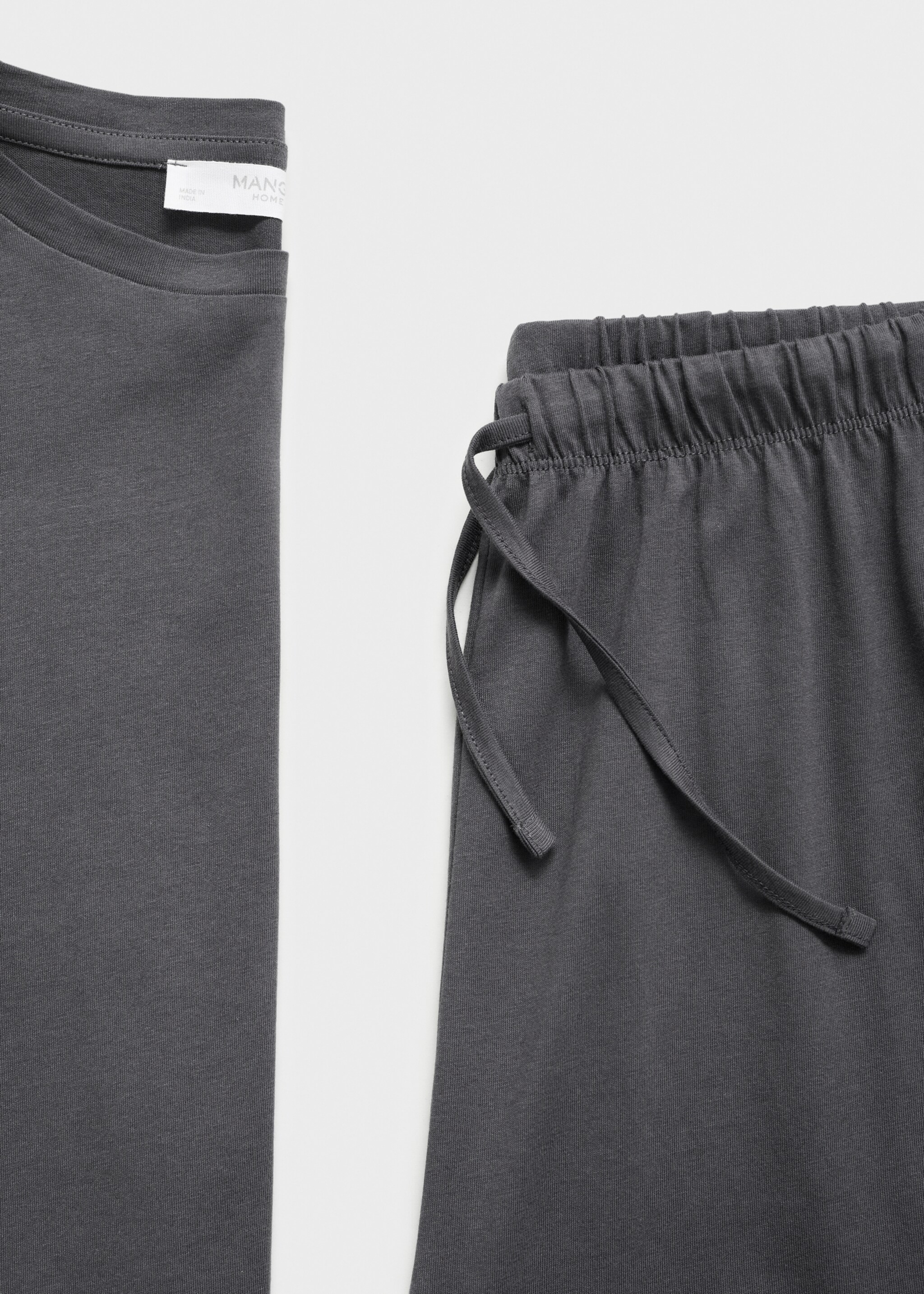 Two-piece plain cotton pajamas - Details of the article 0