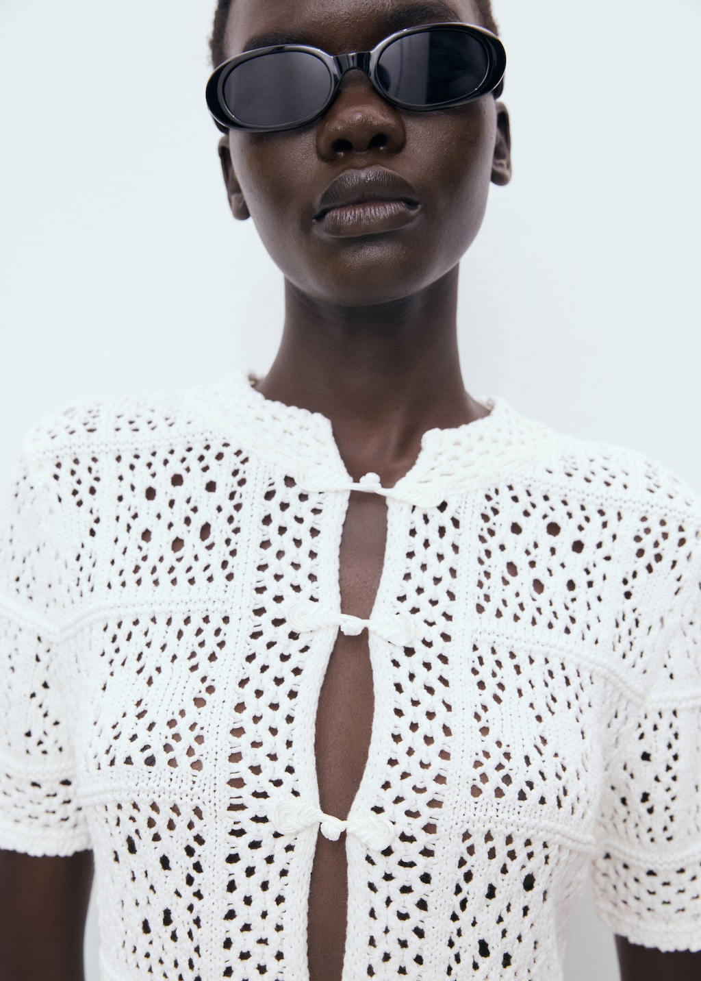 Short-sleeved crochet cardigan