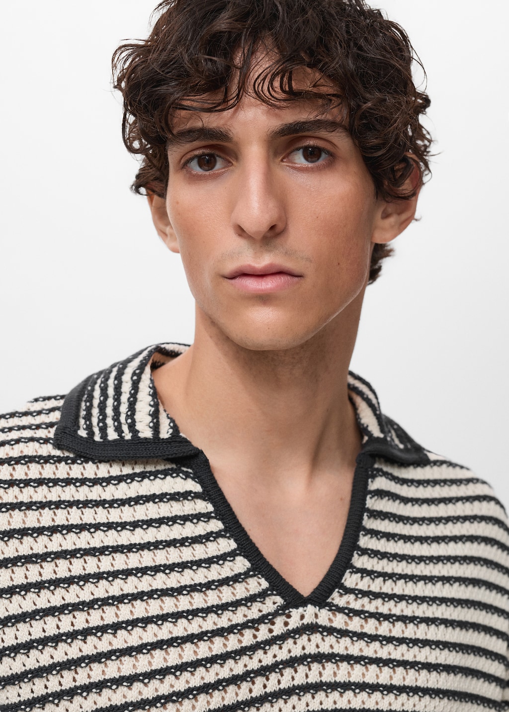 100% cotton polo shirt with striped structure