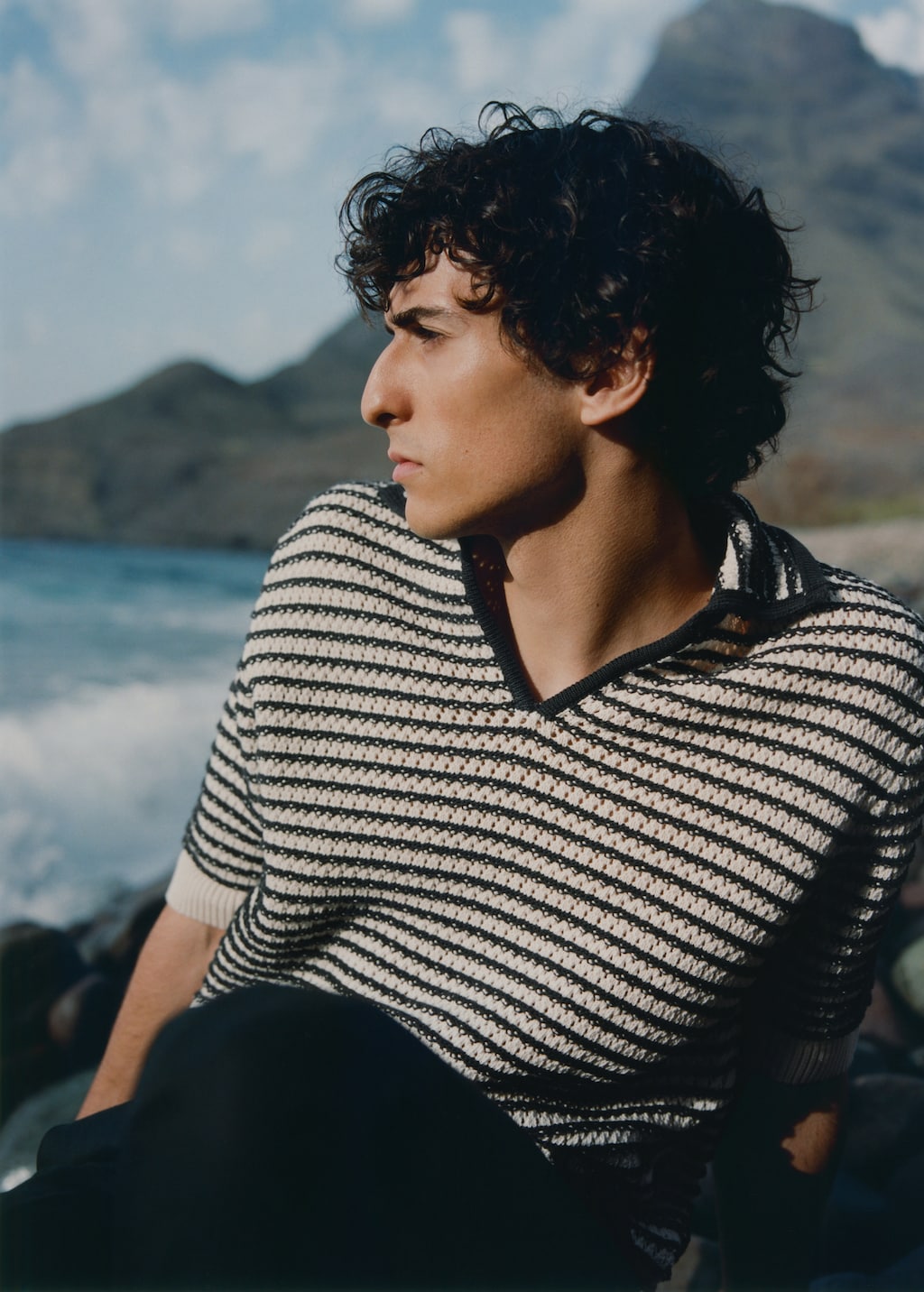 100% cotton polo shirt with striped structure