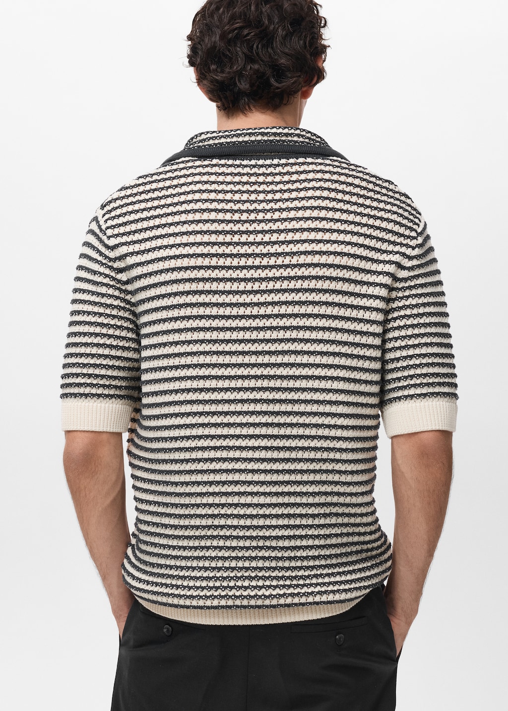 100% cotton polo shirt with striped structure