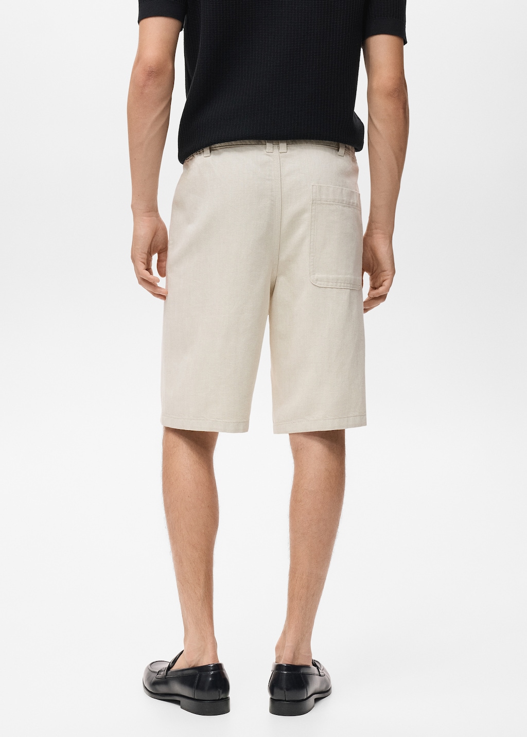 Linen-blend bermuda shorts with drawstring
