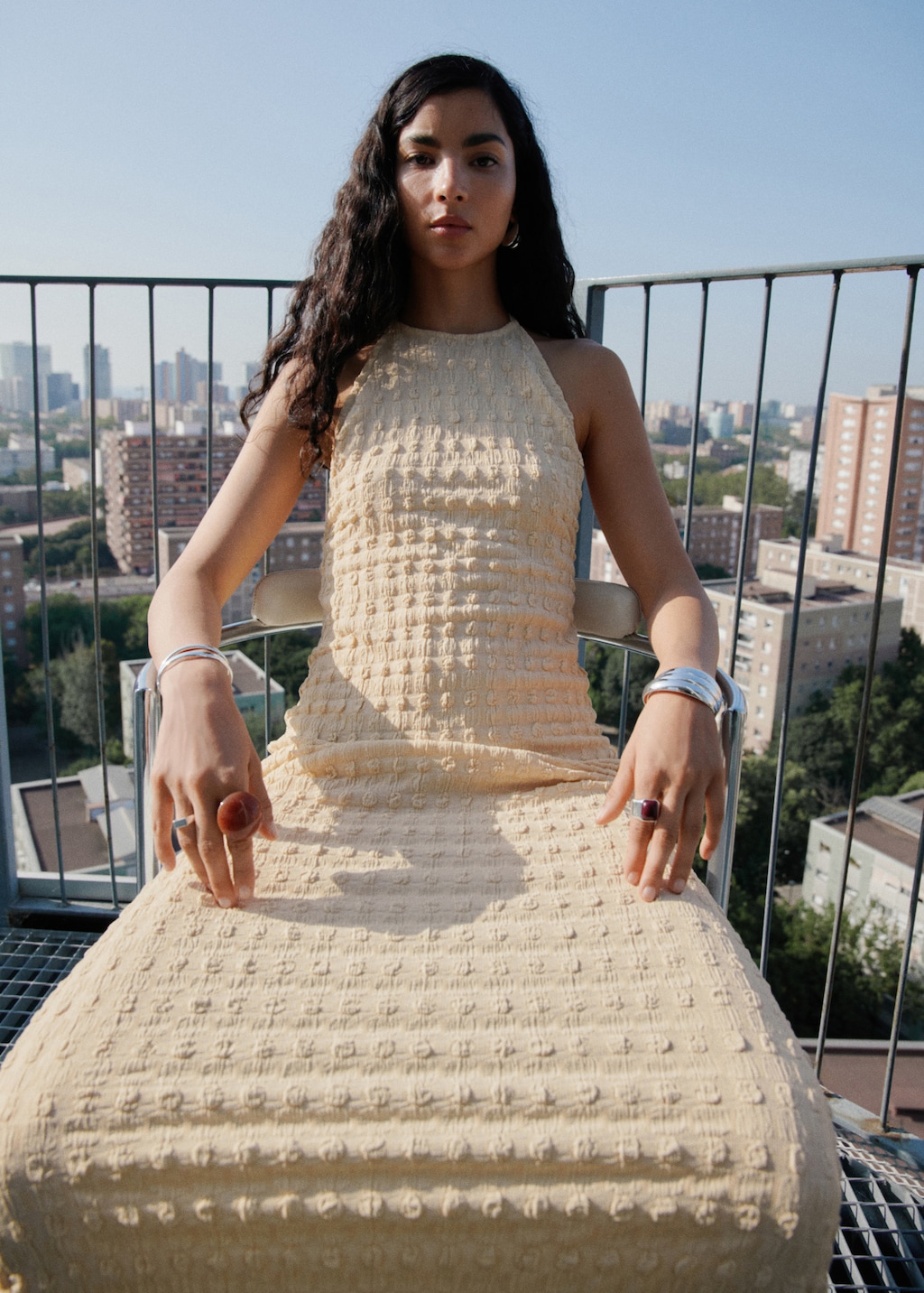 Halter-neck crêpe dress