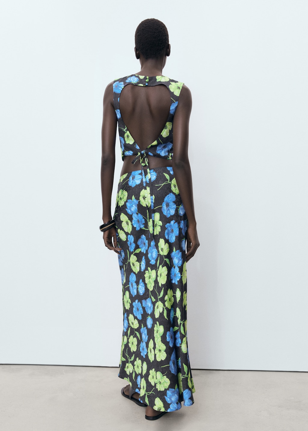 Floral-print long skirt