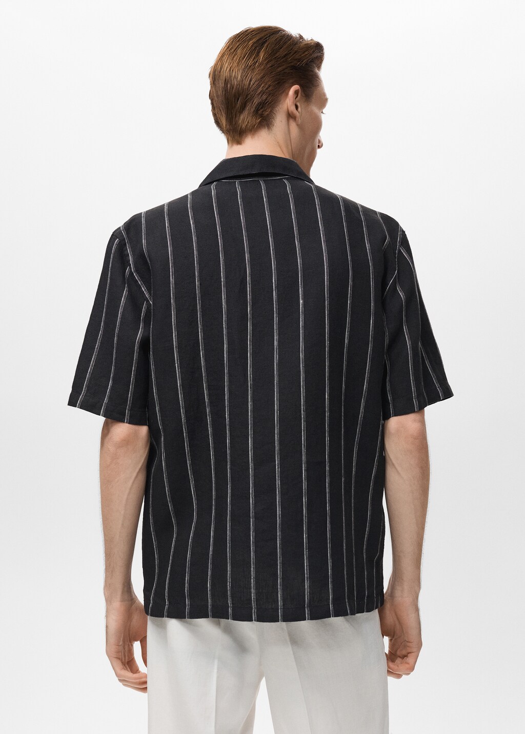 100% linen short-sleeve striped shirt - Men | MANGO Chad