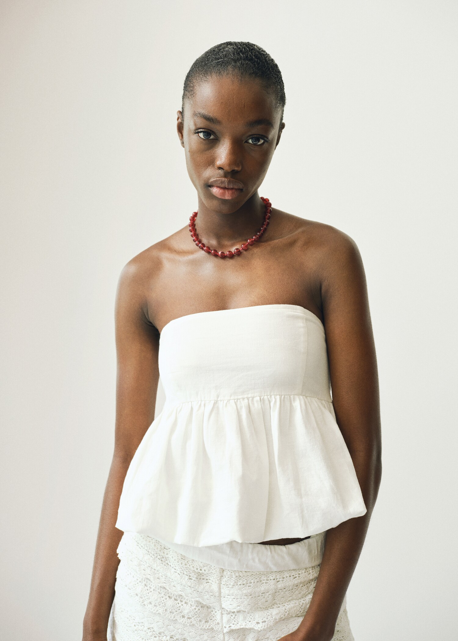 Puffed strapless top - Medium plane