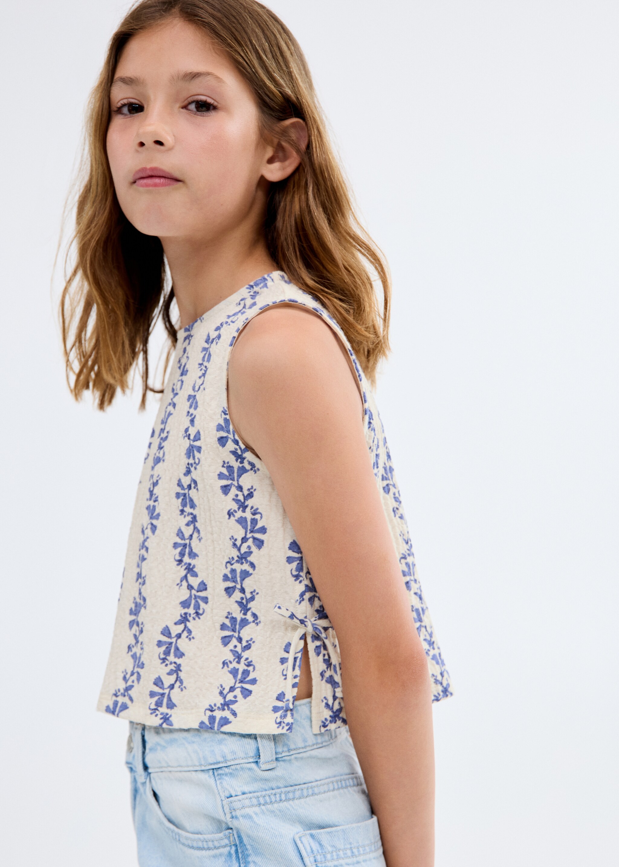 Printed bow blouse - Medium plane