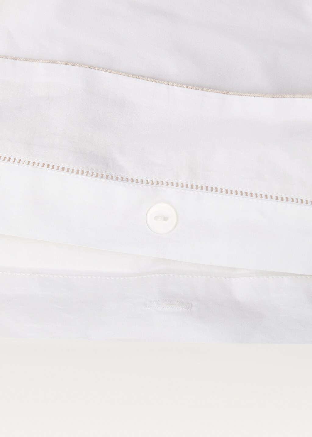 Cotton percale duvet cover with linen trim for 135/140 cm bed