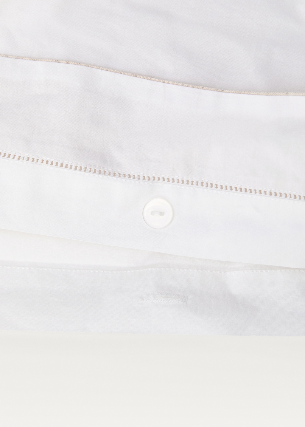 Cotton percale duvet cover with linen trim for 135/140 cm bed