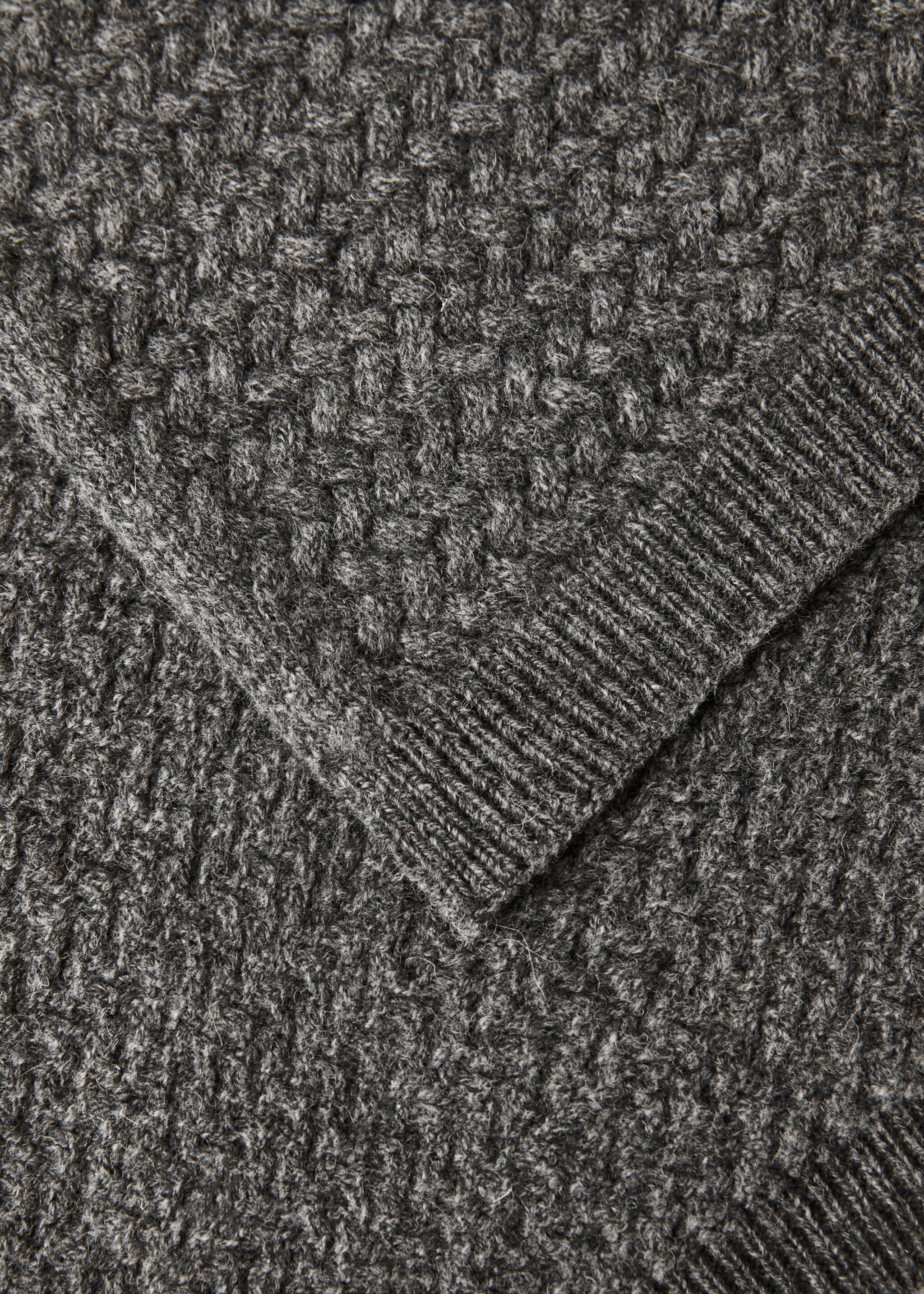 Children's cashmere wool knitted blanket - Details of the article 1, Dark Grey. Ref: 17033321-00.