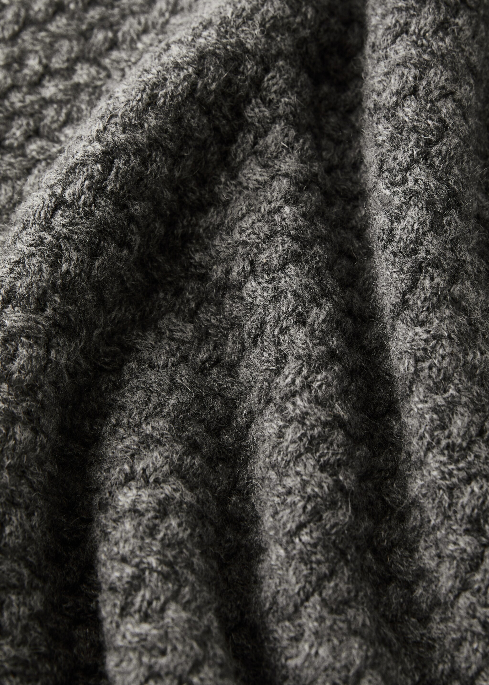 Children's cashmere wool knitted blanket - Details of the article 2, Dark Grey. Ref: 17033321-00.