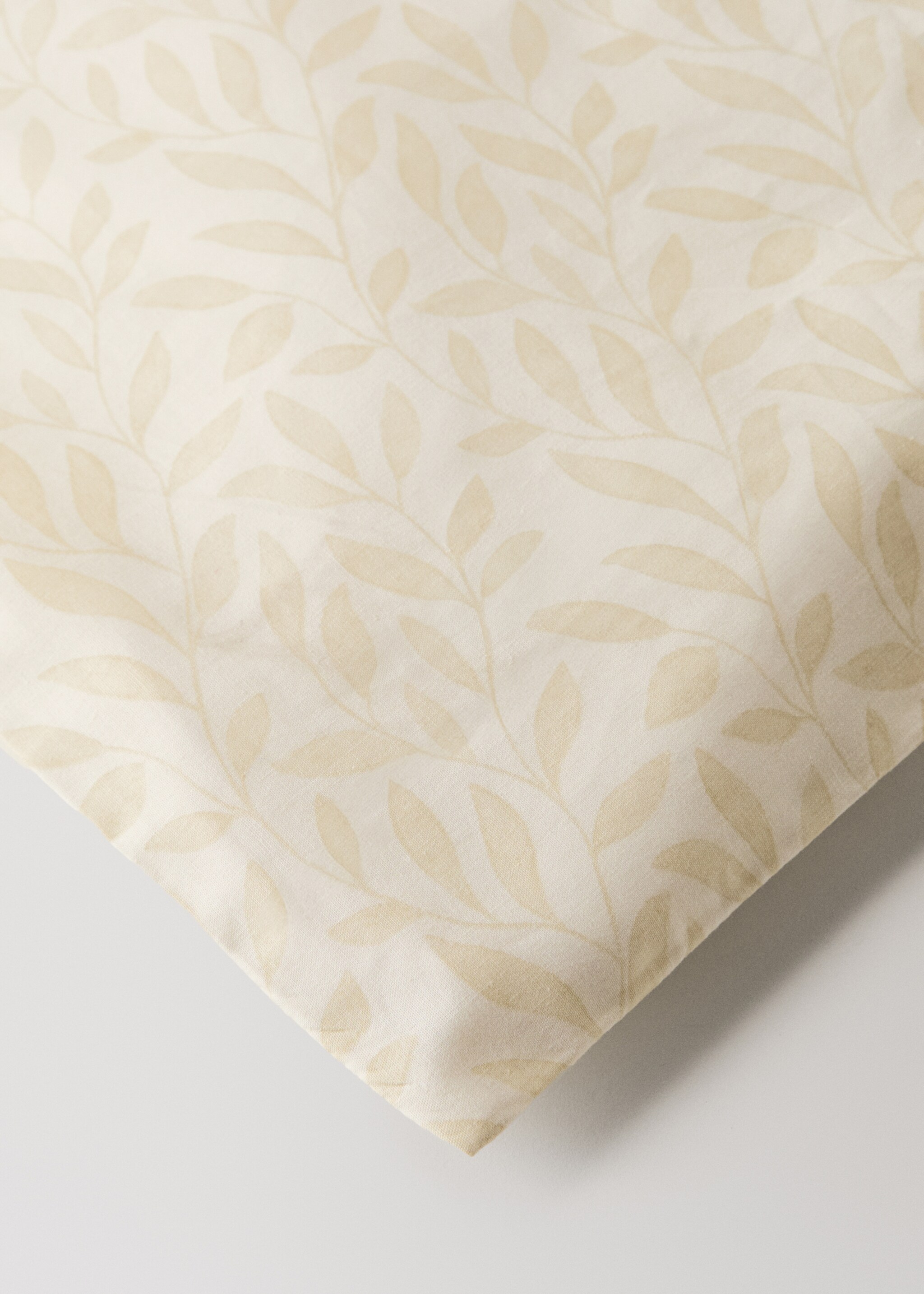 Percale cotton duvet cover with leaf print for 150/160 cm bed - Details of the article 2, Vanilla. Ref: 17033816-00.
