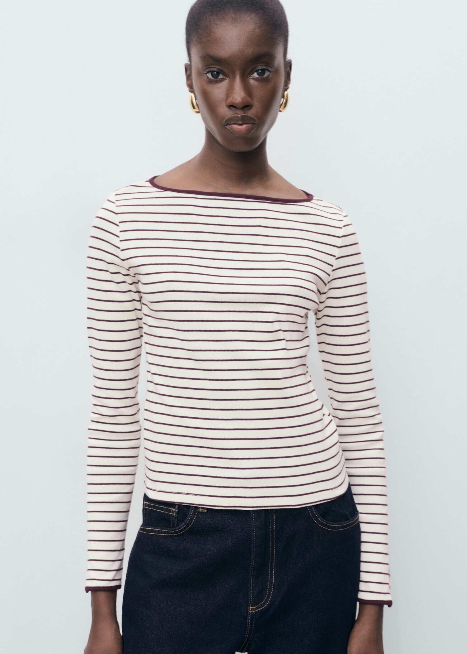 Cotton t-shirt with buttoned cuffs - Medium plane