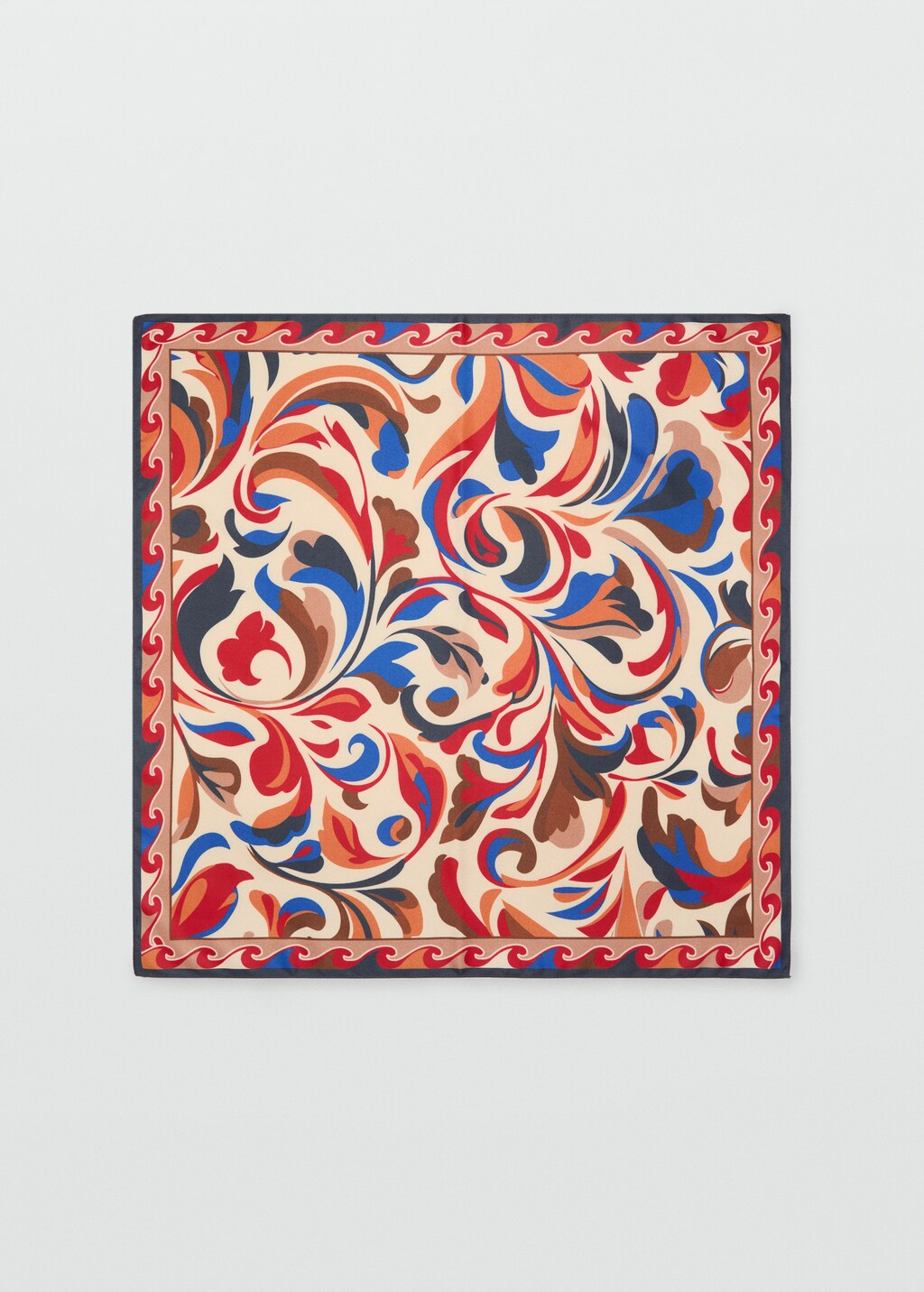 Abstract-print satin scarf