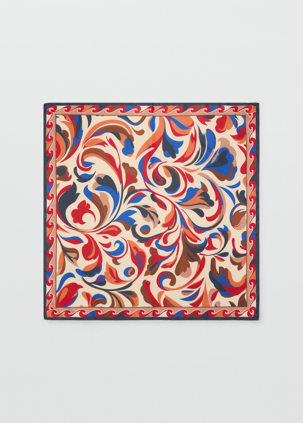 Abstract-print satin scarf