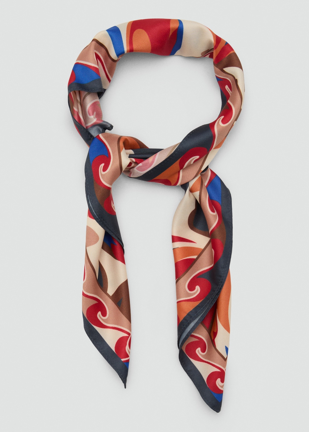 Abstract-print satin scarf