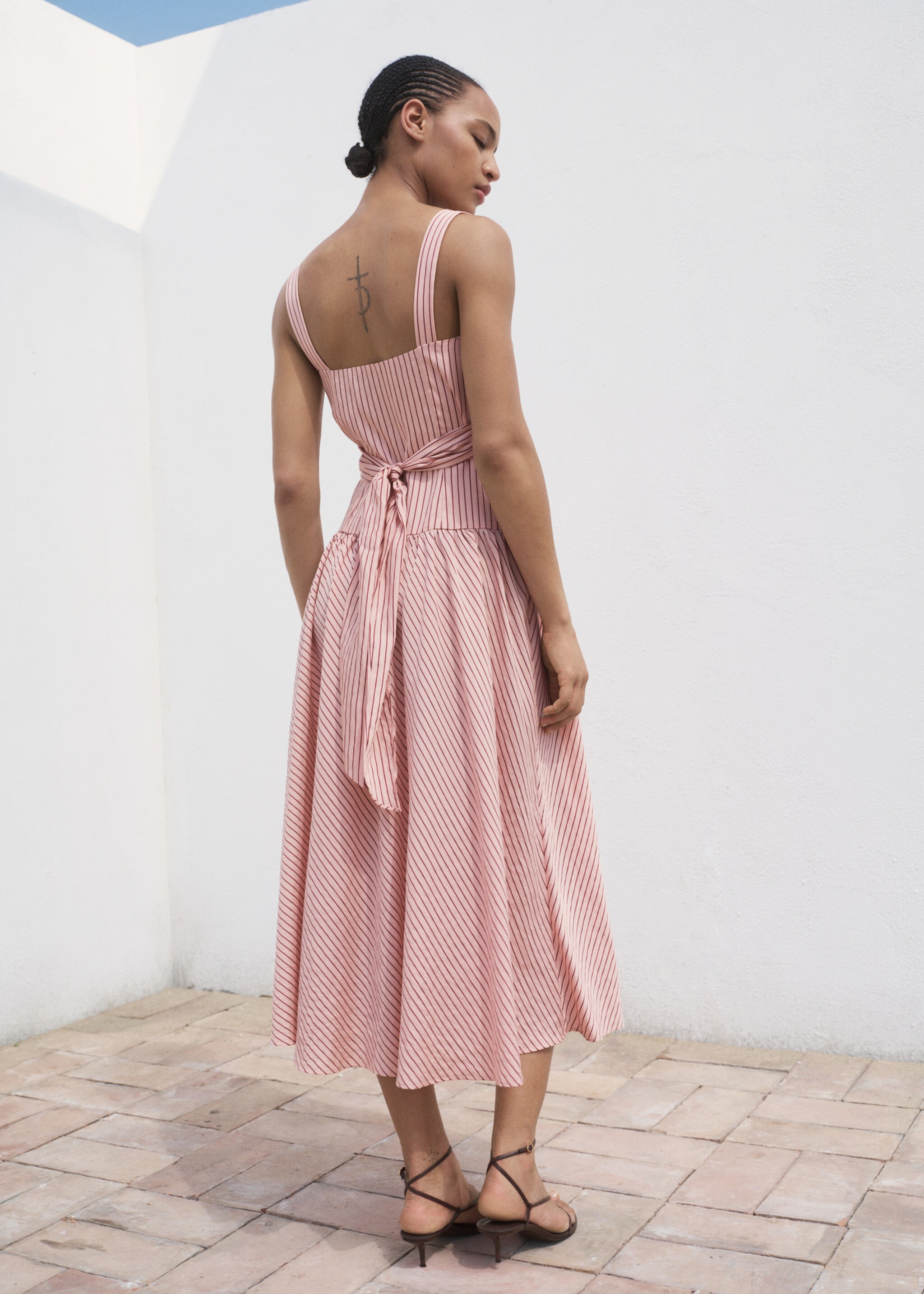Striped wrap dress - Reverse of the article, Pink. Ref: 17034094-00.